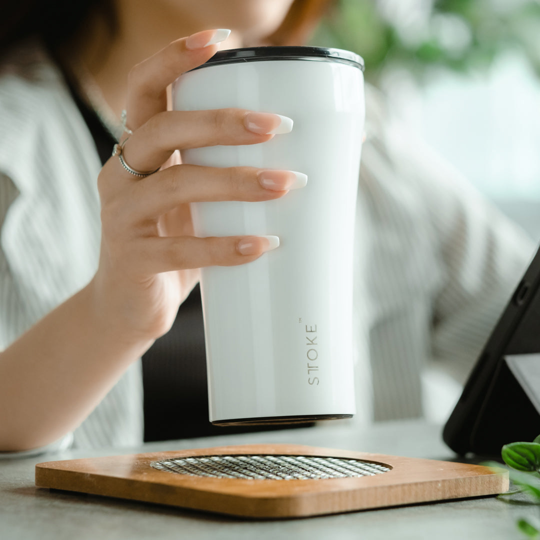 STTOKE Insulated Ceramic Travel Mug - Reusable Coffee Cup for Hot & Cold Drinks - Perfect for Commuting, Office, Camping & Outdoor Adventures