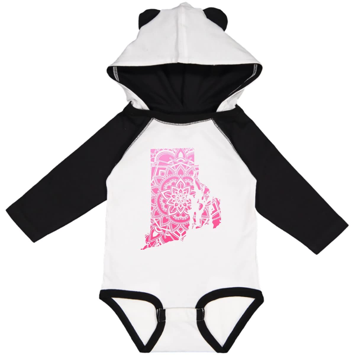 Inktastic Rhode Island Silhouette Mandala Long Sleeve Baby Bodysuit - Soft Cotton Onesie for Newborns & Infants - Perfect for Family Photos, Holidays & Everyday Wear