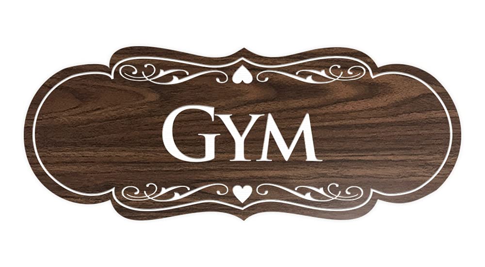ByLITA Designer Gym Sign - Handcrafted Walnut Wood Wall Decor for Home & Fitness Studio - Perfect for Workout Motivation & Gym Inspiration