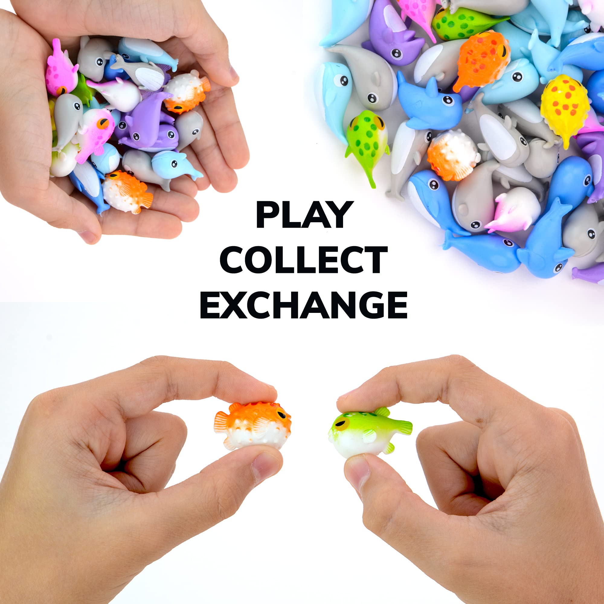 100pcs Mini Sea Animal Toys Bulk - Ocean Creatures Figurines for Easter Egg Fillers, Party Favors, Classroom Prizes, Vending Machine - Perfect for Kids Playtime, Educational Learning & Sensory Bins