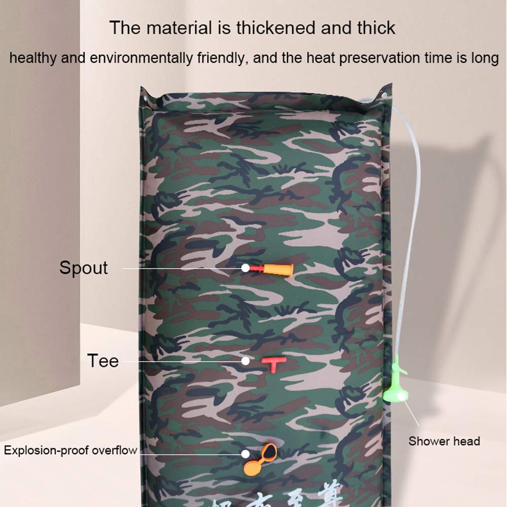 130L Portable Solar Outdoor Camping Shower Bag with Shower Head & Hose - Lightweight Canvas Hot Water Storage for Family & Travel - Perfect for Beach, RV, Hiking & Emergency Use (2-3 People)