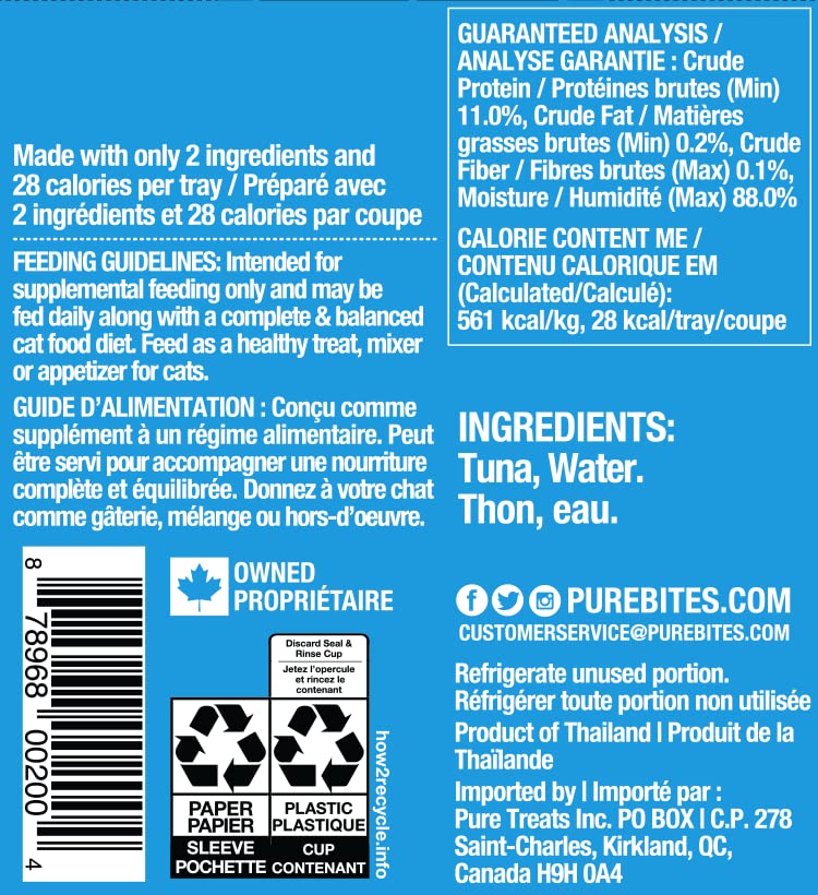 PureBites Mixers Wild Pacific Tuna in Water for Cats - 1.76 oz / 50 g - Healthy Cat Treats for Training, Rewards & Mealtime Toppers