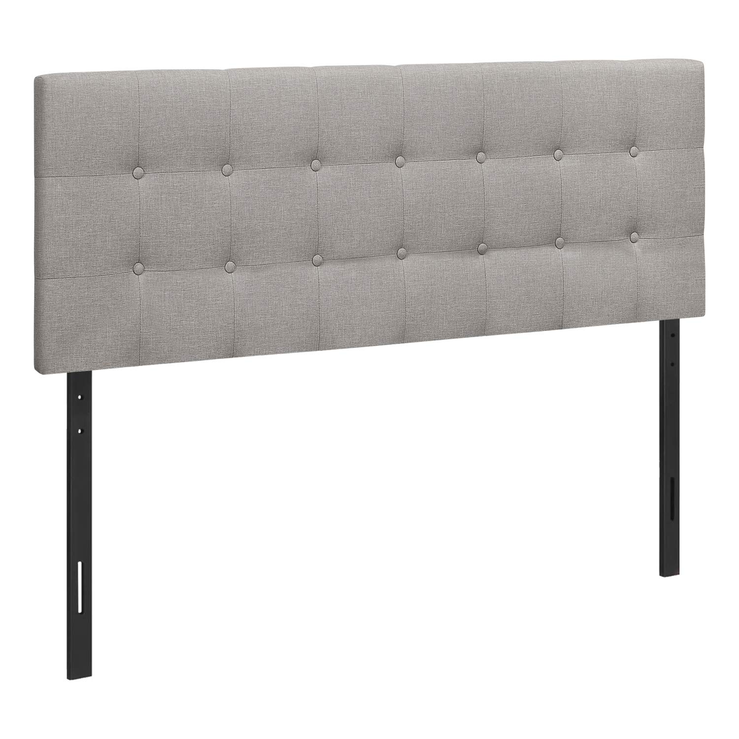 Monarch Specialties I 6003Q Upholstered Queen Size Headboard - Grey Linen Look Transitional Style Bedroom Furniture for Master Bedroom & Guest Room Decor