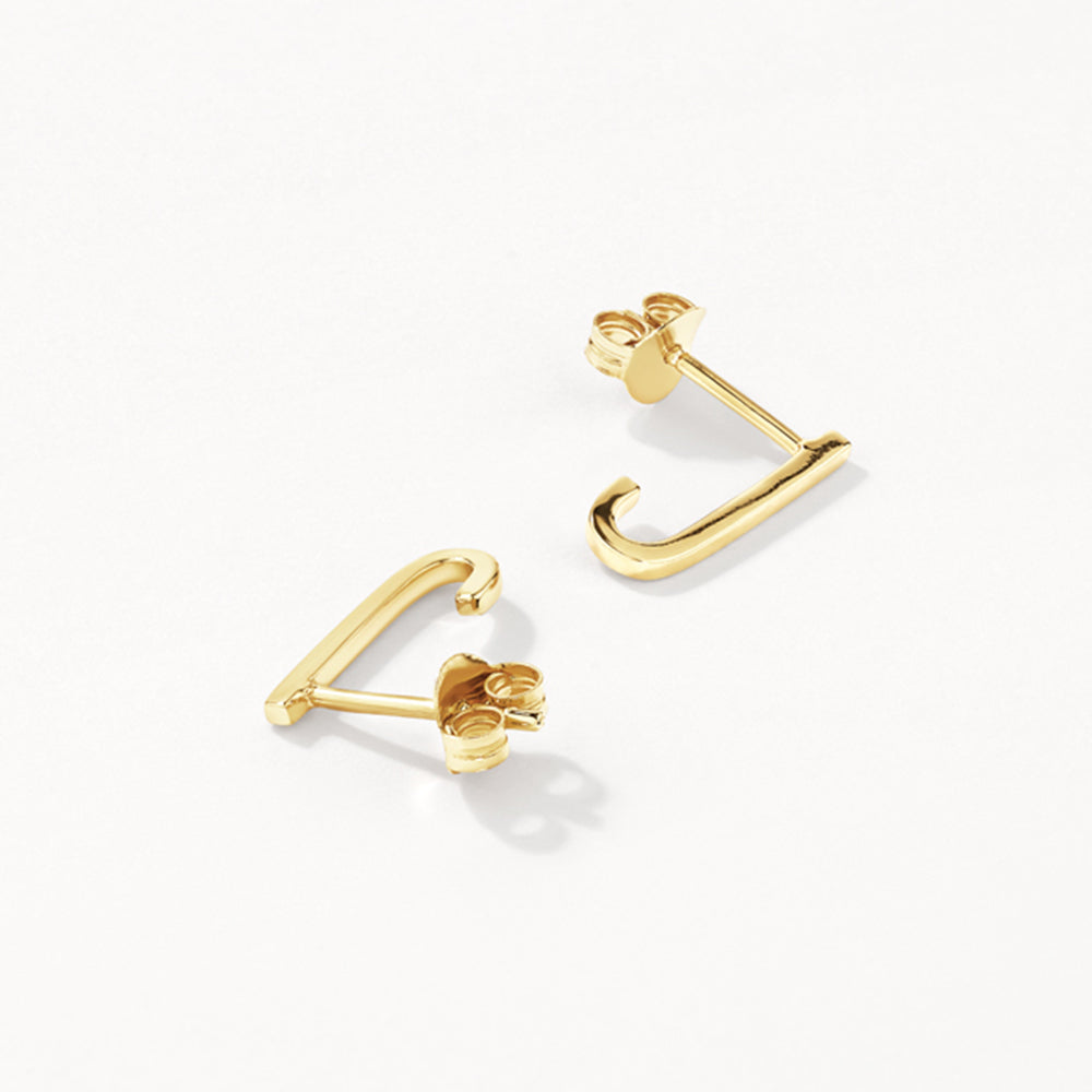 Gold Plain Suspender Half Stud Earrings - Elegant Minimalist Jewelry for Women, Perfect for Daily Wear, Office & Special Occasions