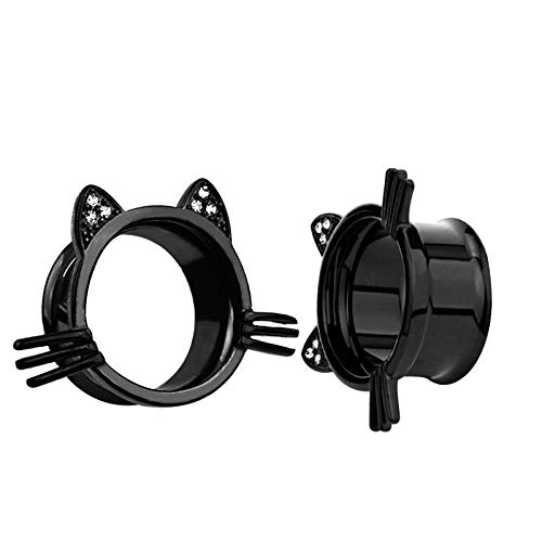 3 Pairs Stainless Steel Ear Gauges Plugs Tunnels - Cute Cat Shape Ear Stretchers for Piercing Jewelry | Perfect for Body Modification, Punk Fashion & Self-Expression