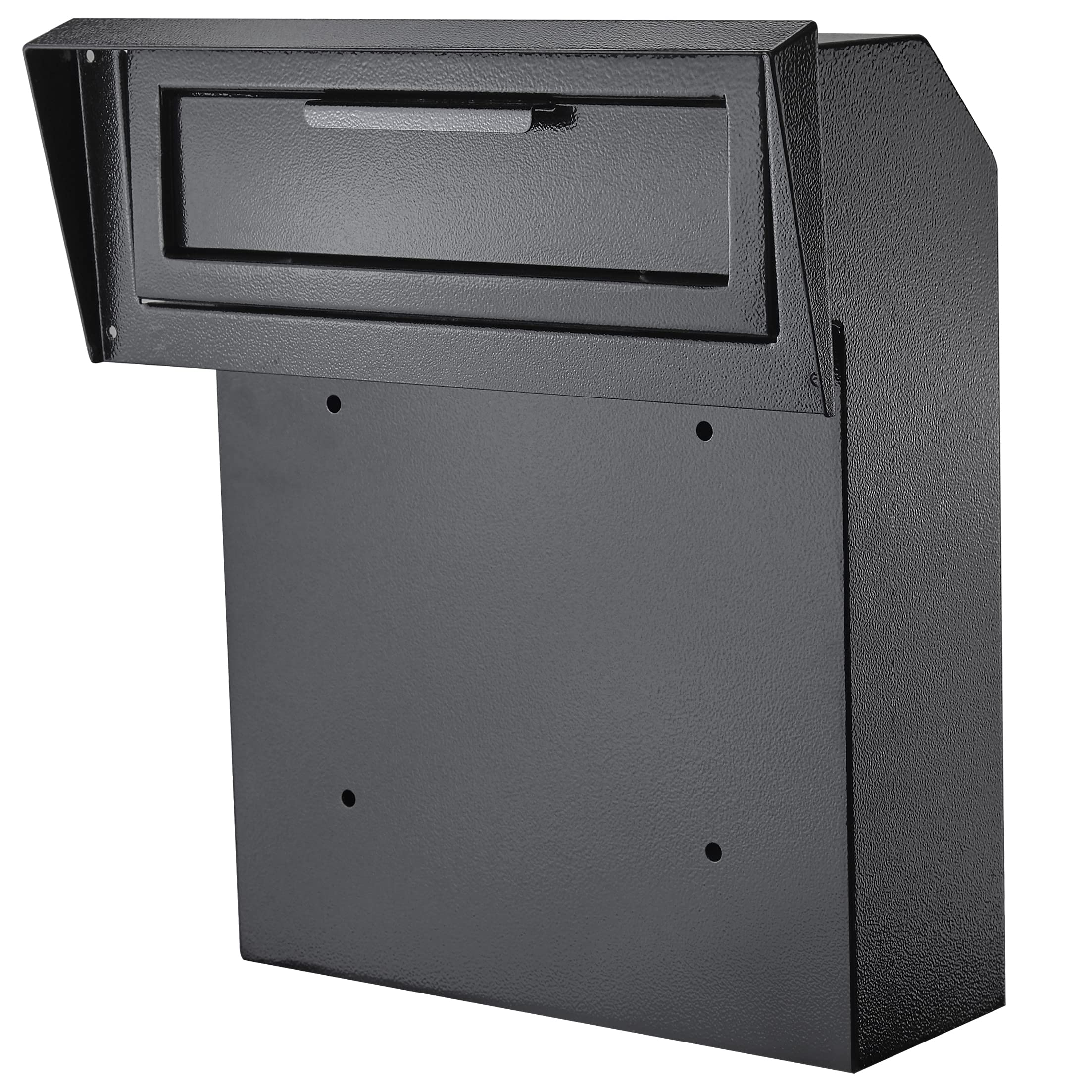 Waterproof Through-The-Door Key Drop Box - Heavy Duty Galvanized Steel Mailbox Safe with Combination Lock for Keys & Payments - Secure Outdoor Mail Drop Box for Home, Office & Apartment Use - Black