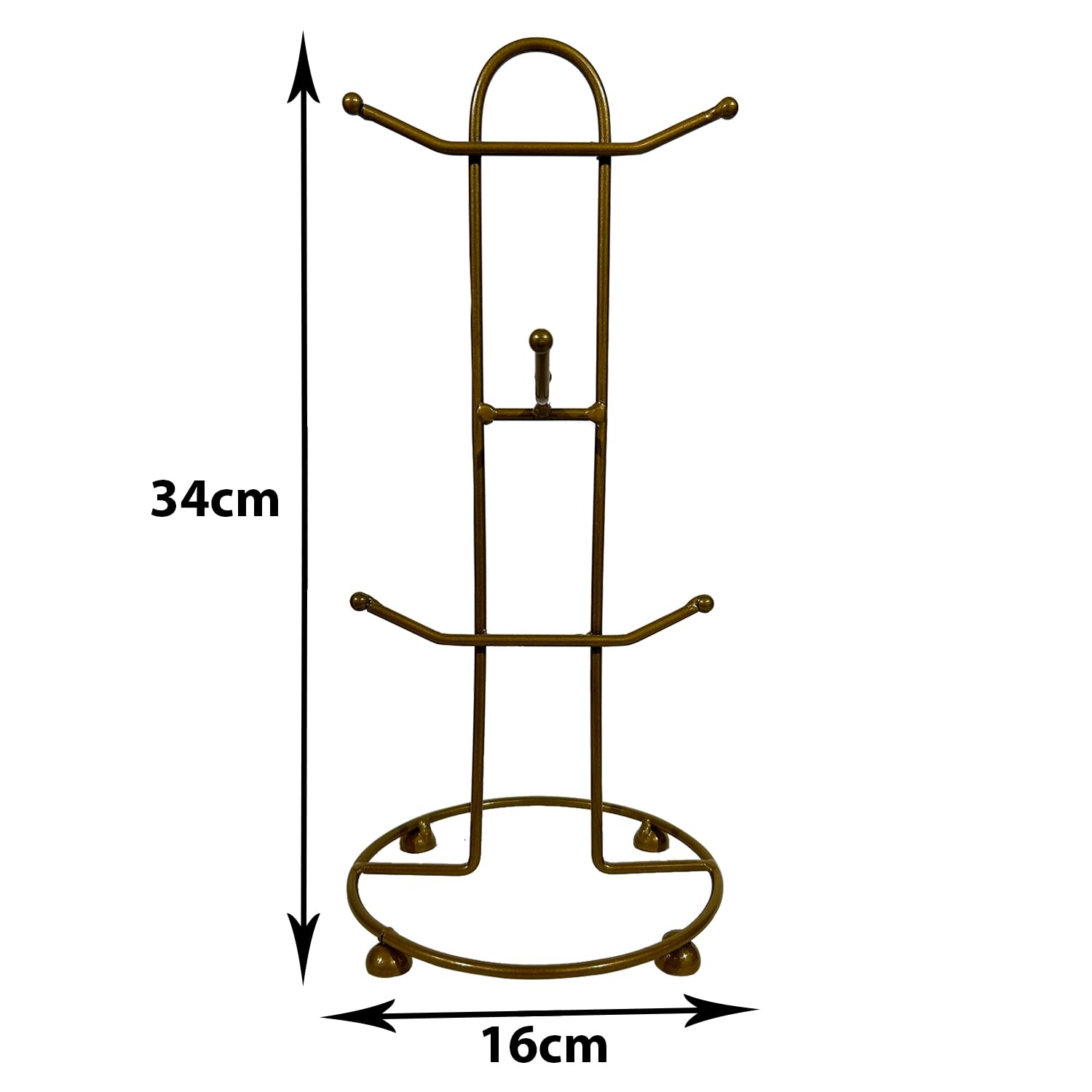 Kuber Industries 6-Cup Stand Holder for Kitchen - Gold Coffee & Tea Mug Organizer | Durable Dining Table Cup Hanger | Perfect for Kitchen Counter, Office Desk, Coffee Station & Party Serving