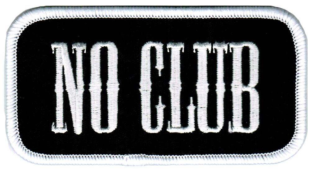 No Club Patch Embroidered Iron-On Independent Biker Emblem for Motorcycle Jackets & Vests - Custom DIY Sewing Badge for Biker Gangs & Riding Clubs