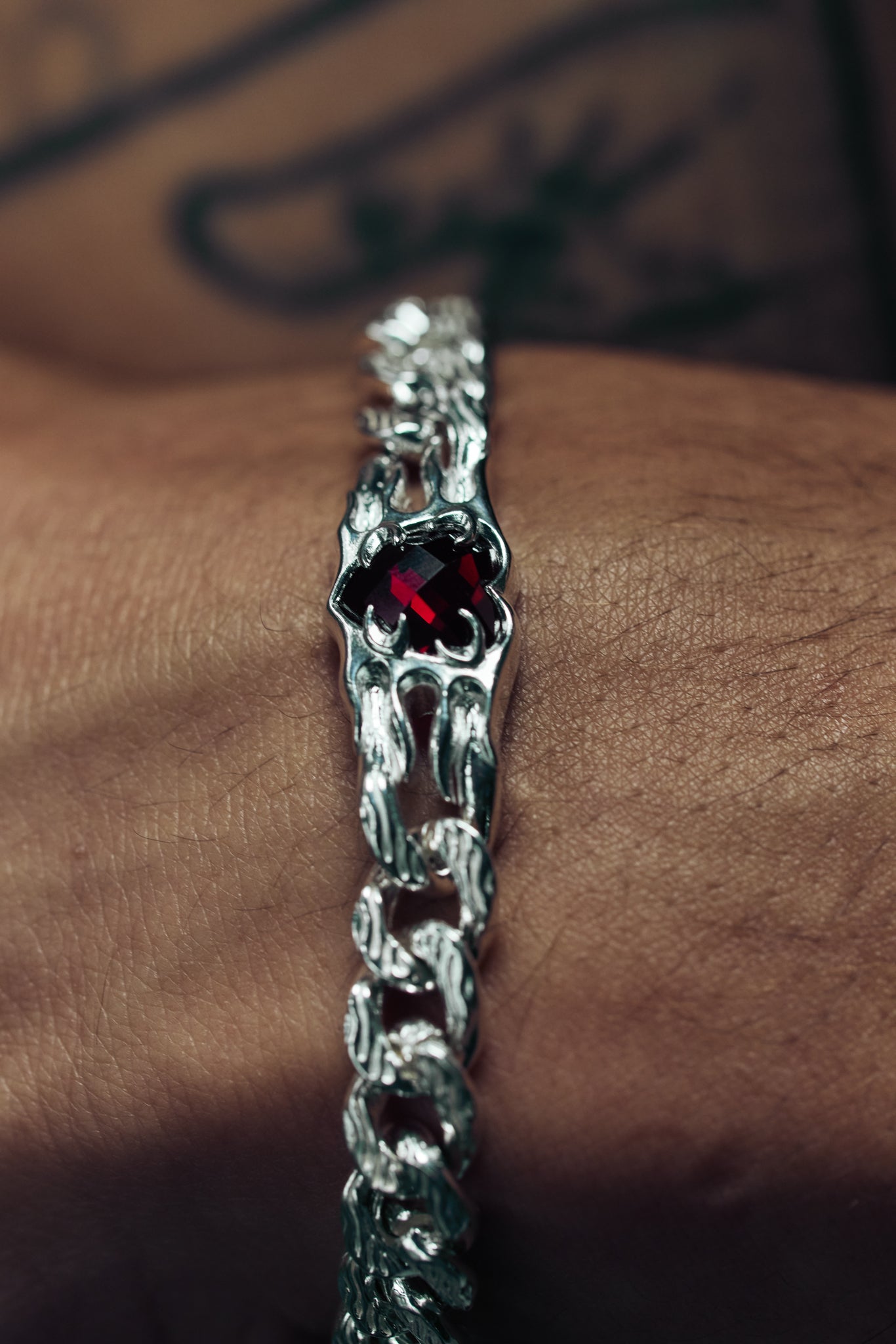 Flaming Heart Bracelet - Genuine Garnet Gemstone Jewelry for Women, Romantic Gift for Valentine's Day, Anniversary & Special Occasions | Perfect for Date Nights, Weddings & Everyday Elegance