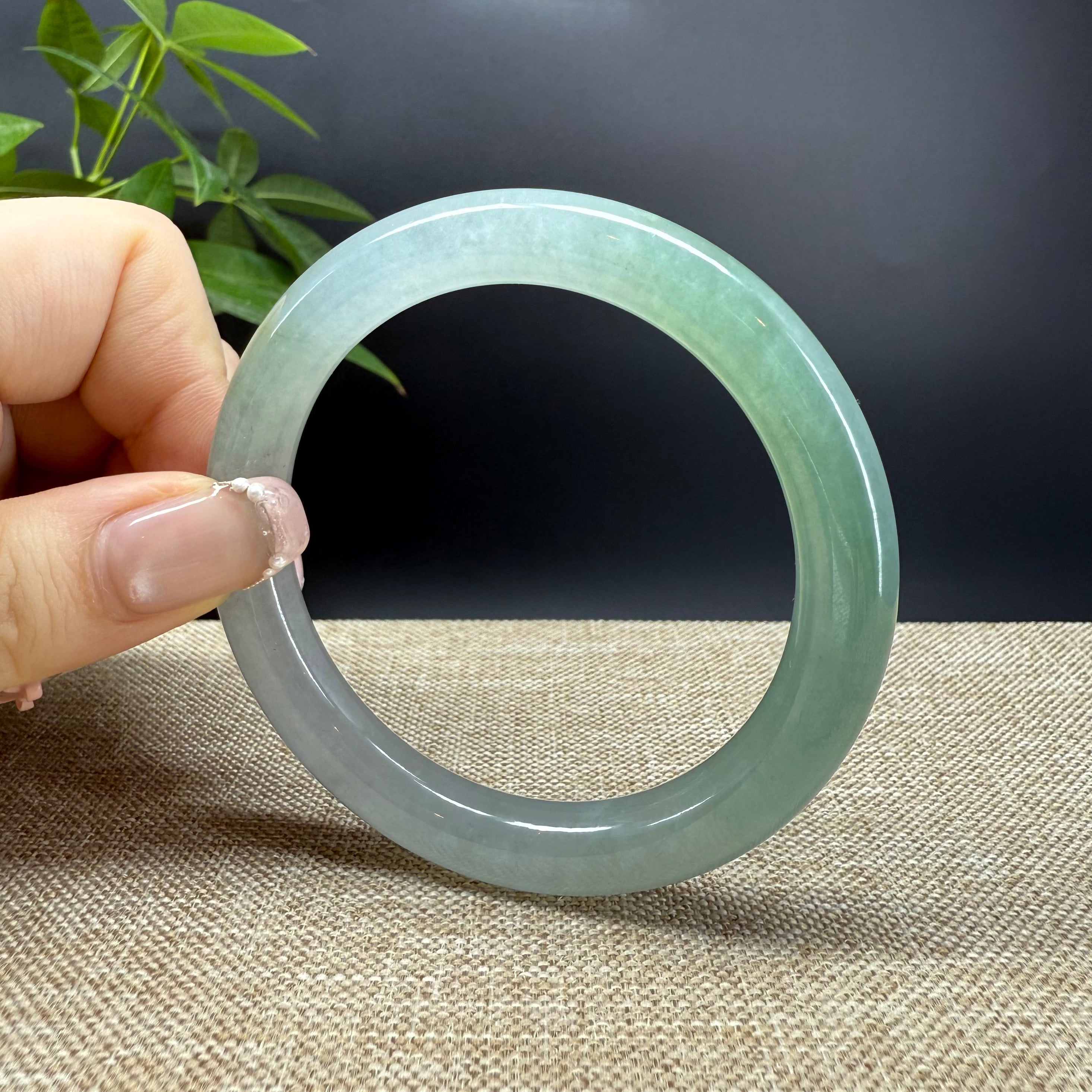 Authentic Burmese Icy Green Jadeite Bangle Bracelet - 57.2mm Handcrafted Jewelry for Women, Luxury Gift for Special Occasions | Perfect for Weddings, Anniversaries & Elegant Fashion Statements