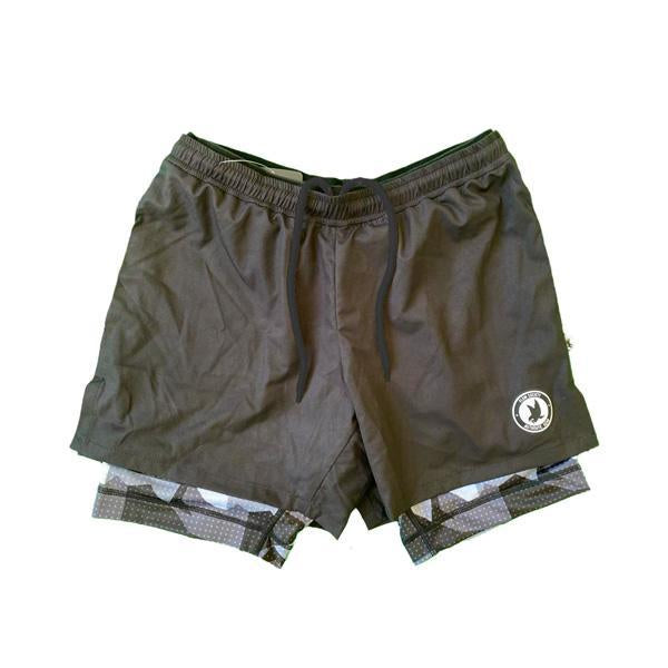Men's 2-in-1 Compression Shorts - Solid Black & Eagle Camo - Moisture Wicking Athletic Underwear for Running, Gym Workouts & Sports Activities