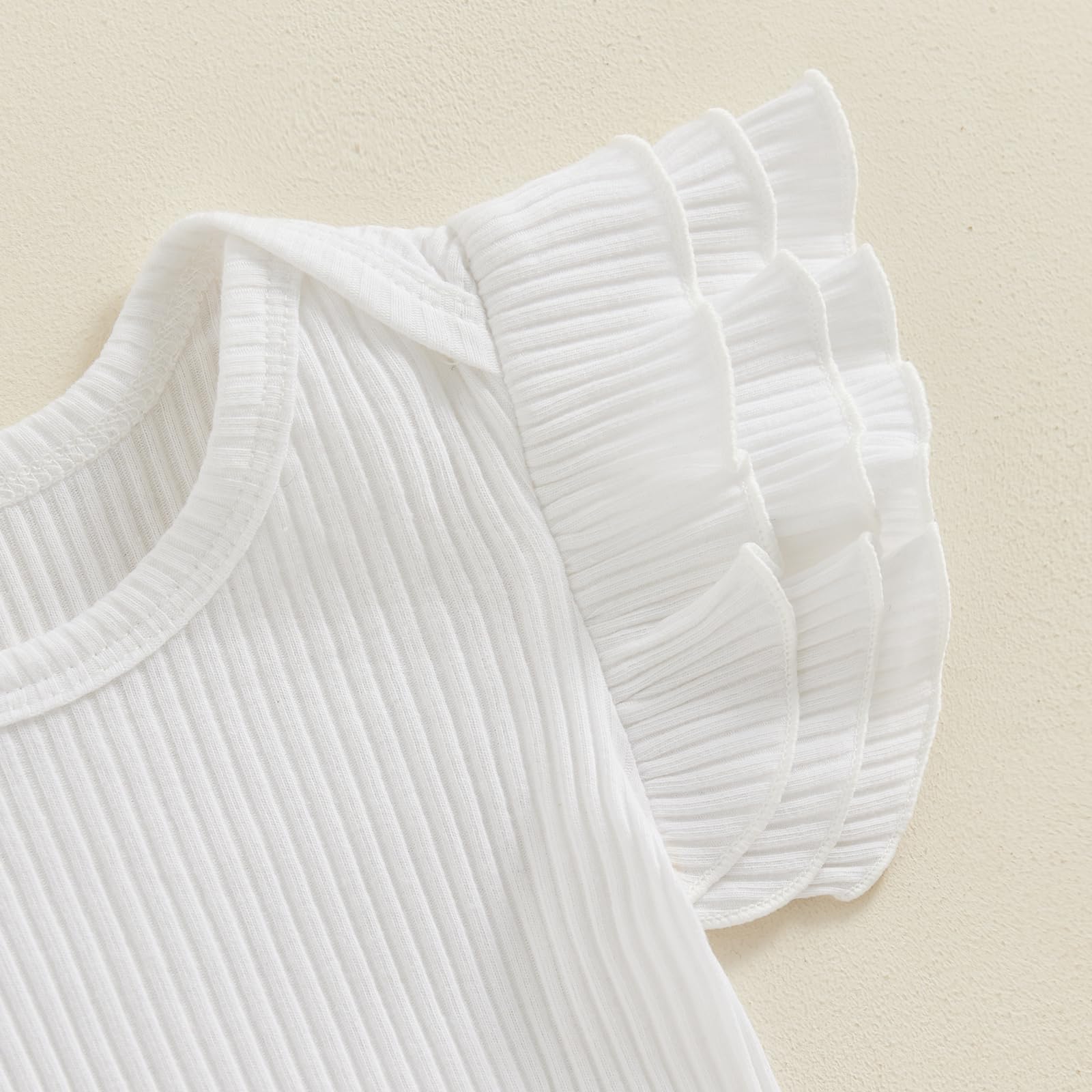 Adorable Baby Girl Summer Romper - Soft Rib Knit Ruffle Short Sleeve Bodysuit for Newborns & Infants | Perfect for Playdates, Beach Outings & Family Photos
