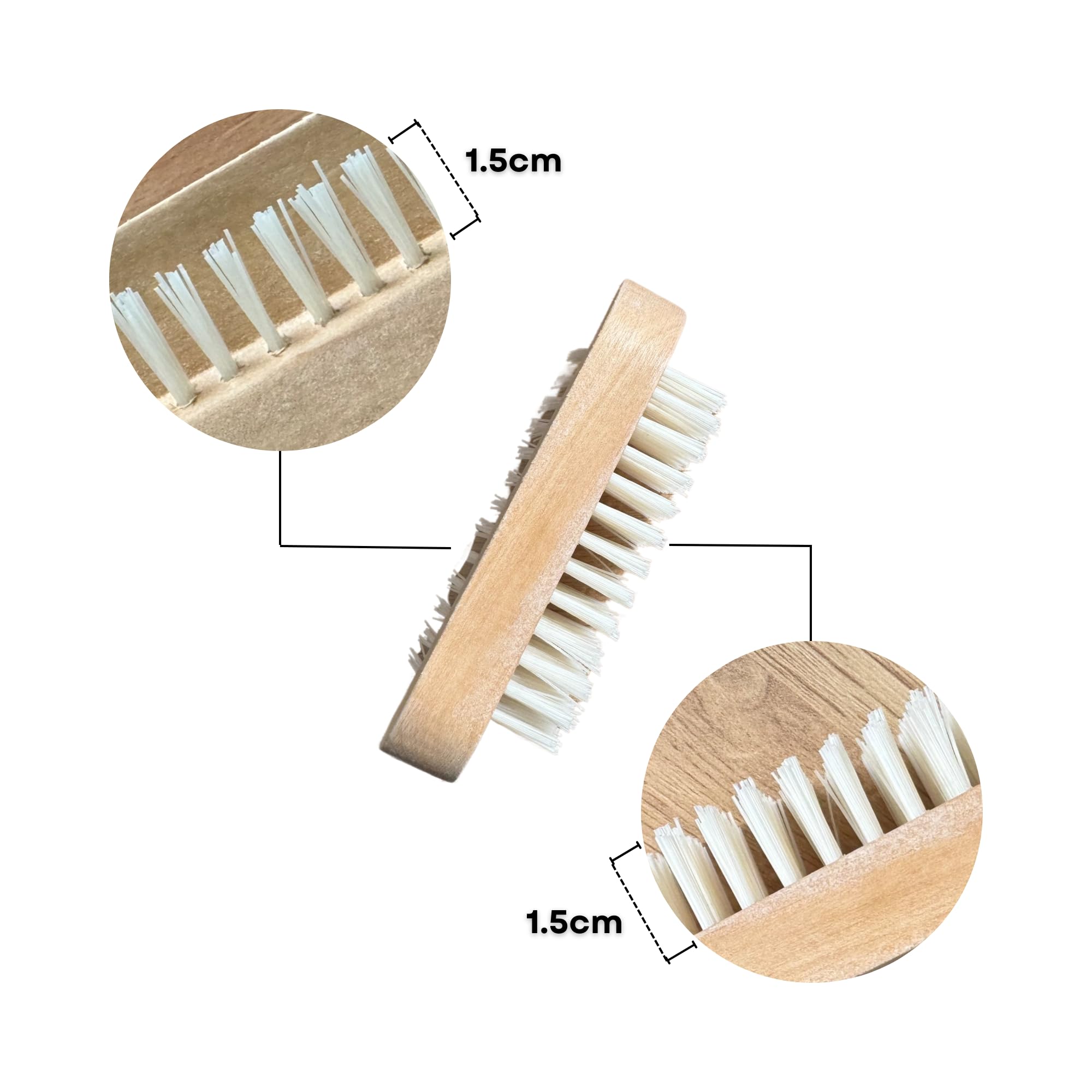 Wooden Nail Brush Set - 4 Double-Sided Hygienic Hand & Cleaning Brushes with Firm Bristles for Nails & Toes - Perfect for Home & Salon Use