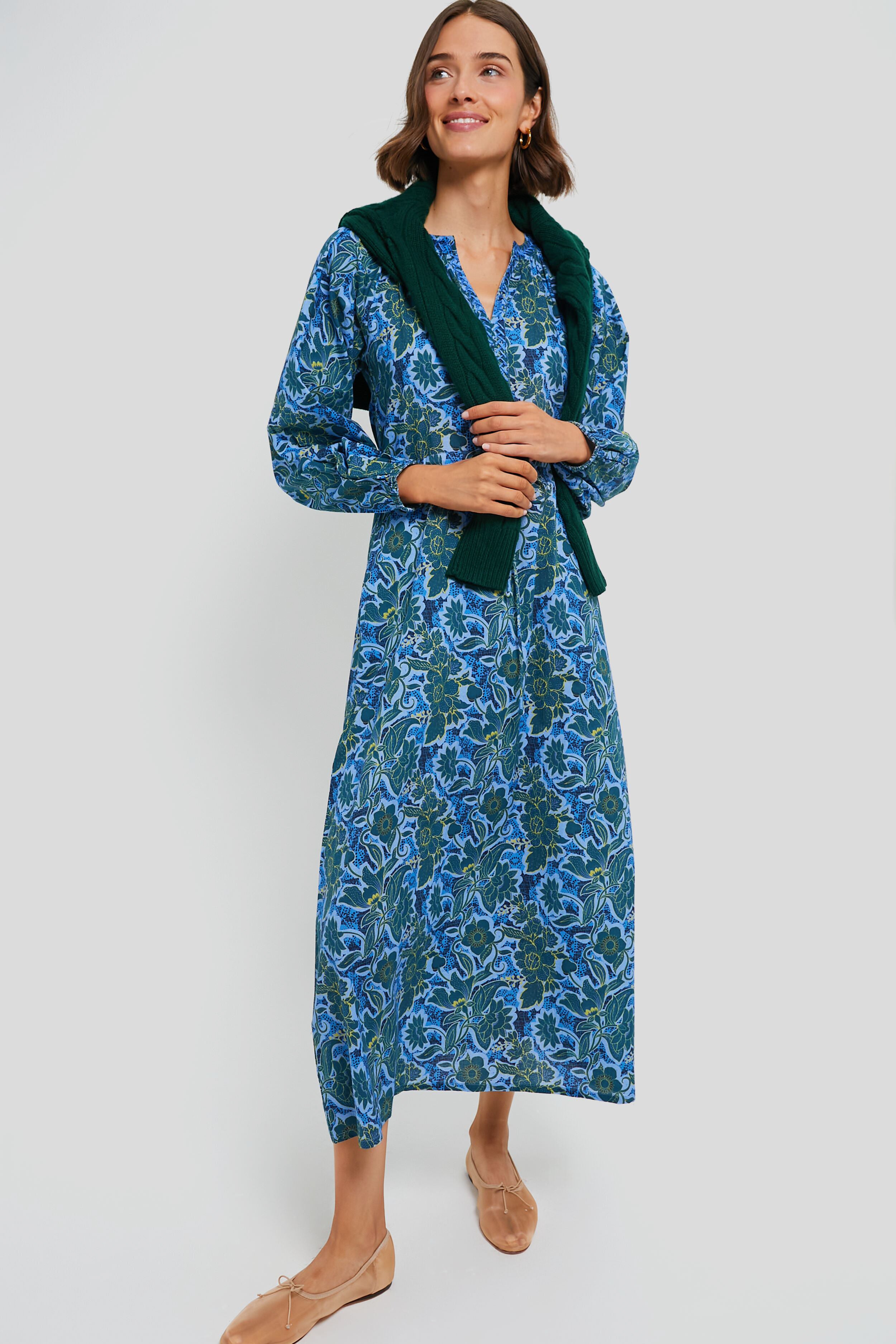 Blue Vayu Amalfi Maxi Dress for Women - Flowy Summer Beach Dress with Pockets | Perfect for Vacations, Weddings & Boho Chic Outfits