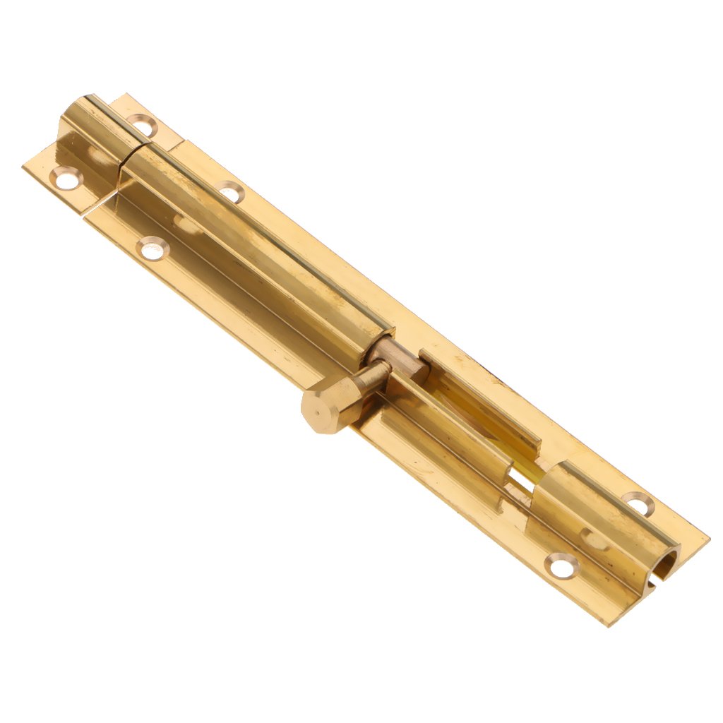 Solid Brass Sliding Door Latch - 4 Inch Heavy Duty Slide Bolt Lock for Gates, Cupboards & Windows | Gold Finish | Home Security & Safety Solution for Doors, Sheds & Cabinets