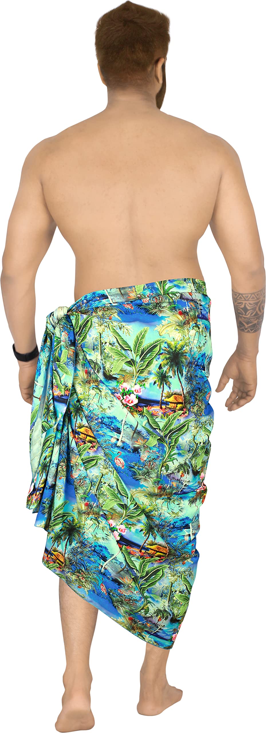 Happy Bay Men's Quick-Dry Sarong Swim Cover Up - Lightweight Beach Wrap for Swimming, Surfing & Lounging - UPF 50+ Sun Protection