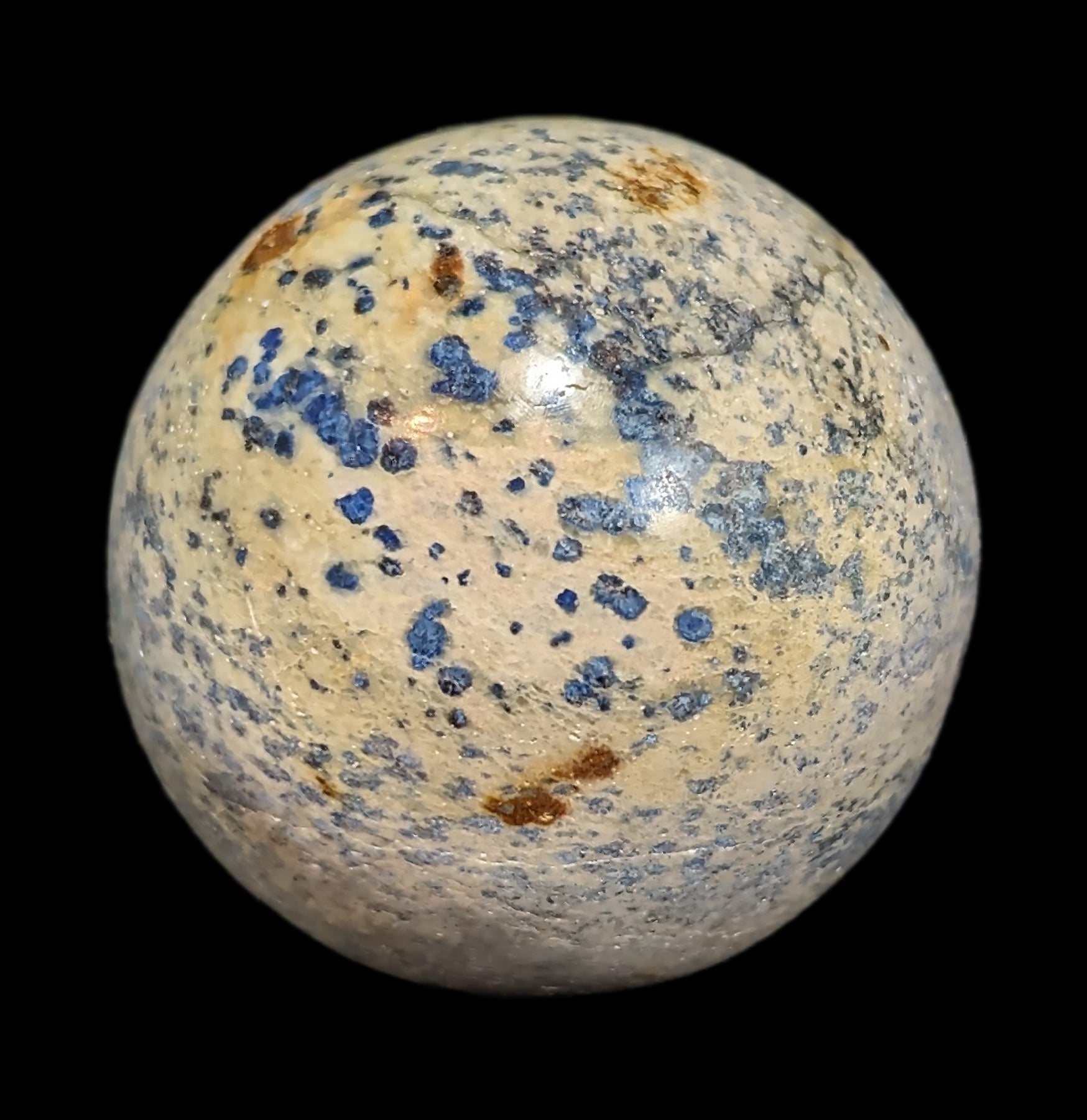 Natural Blue Dalmatian Stone Sphere - Healing Crystal for Meditation, Reiki, and Home Decor - Perfect for Spiritual Gifts and Energy Balancing