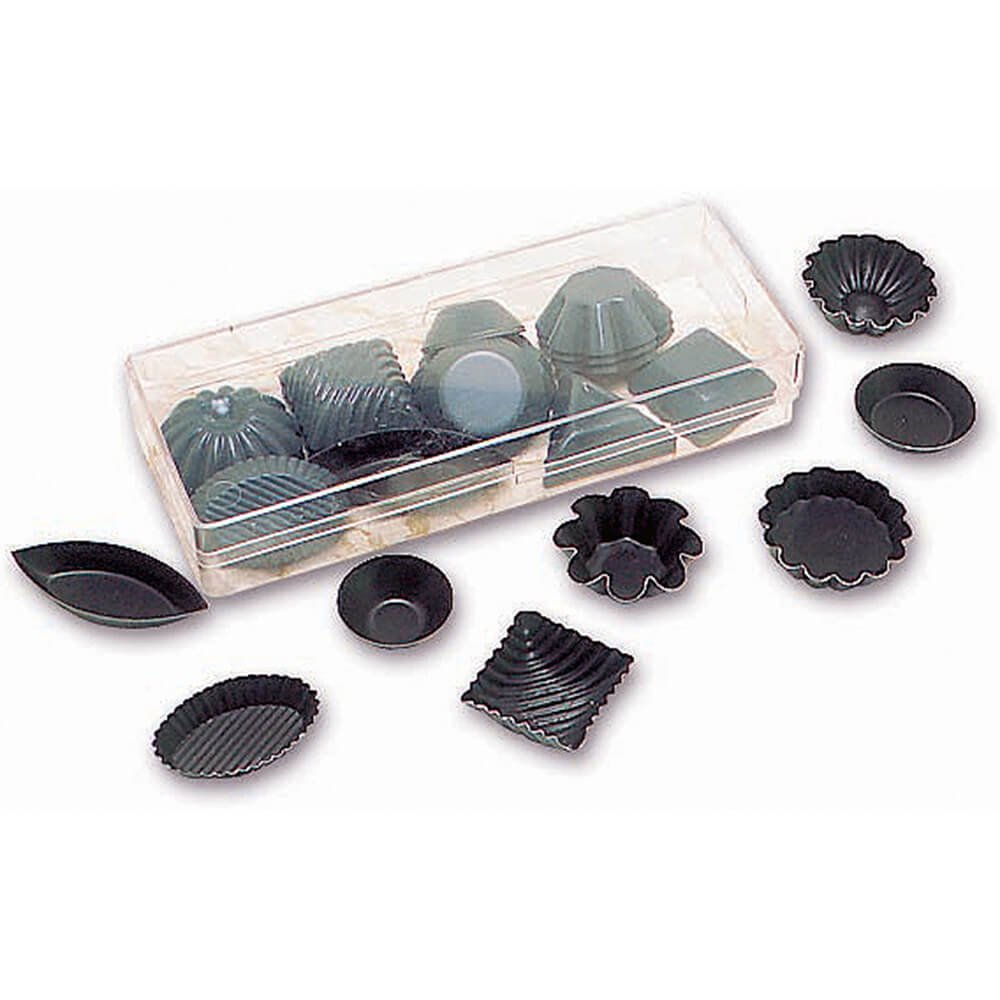 Matfer Bourgeat 50-Piece Clear Plastic Mini Chocolate Molds Set - Assorted Shapes for Baking, Candy Making & Dessert Decorating - Perfect for Home Bakers, DIY Treats & Holiday Candy Crafts