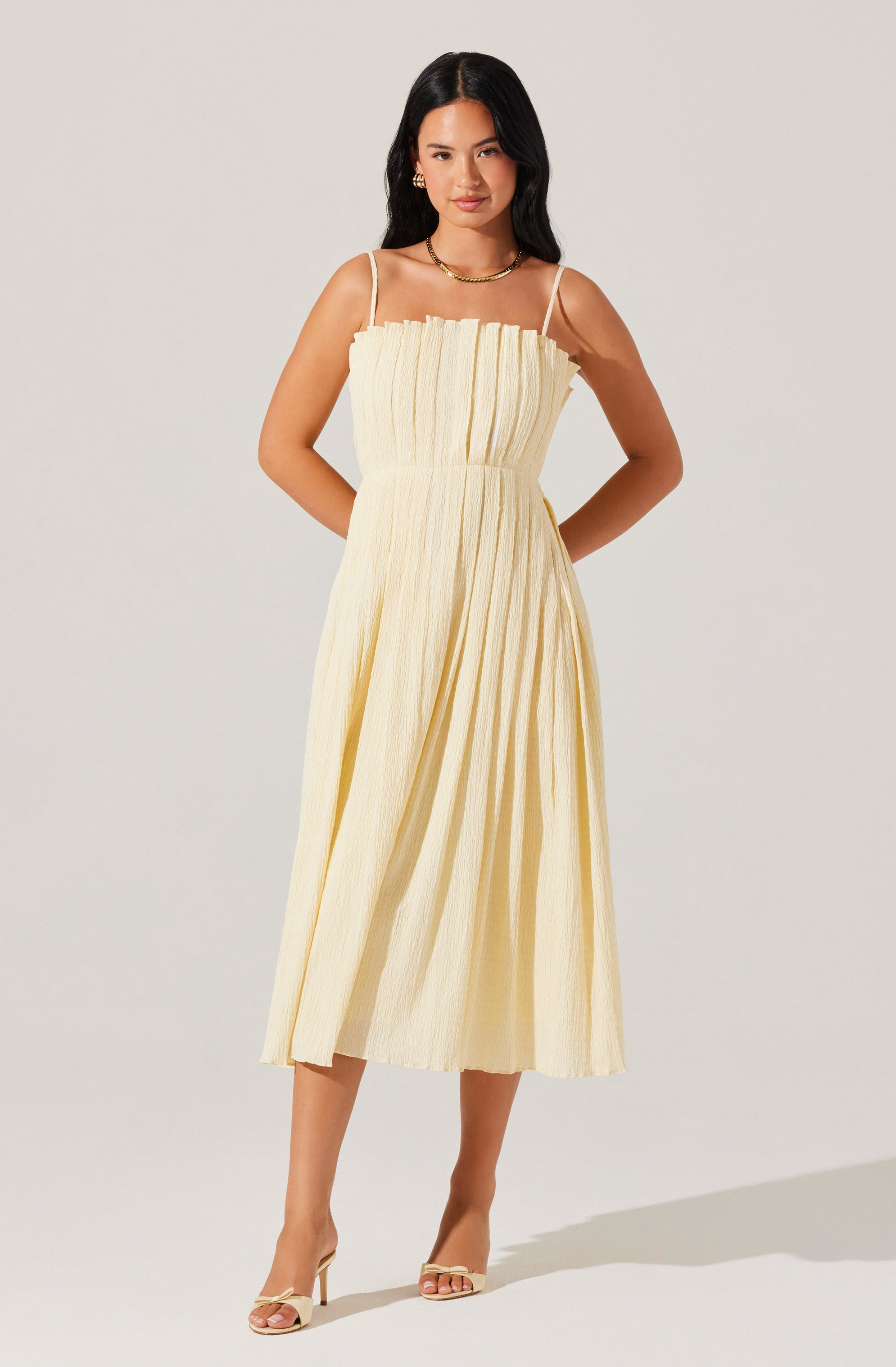 Stylish Sunny Pleated Midi Dress for Women - Flowy Summer Dress for Beach, Party & Casual Wear