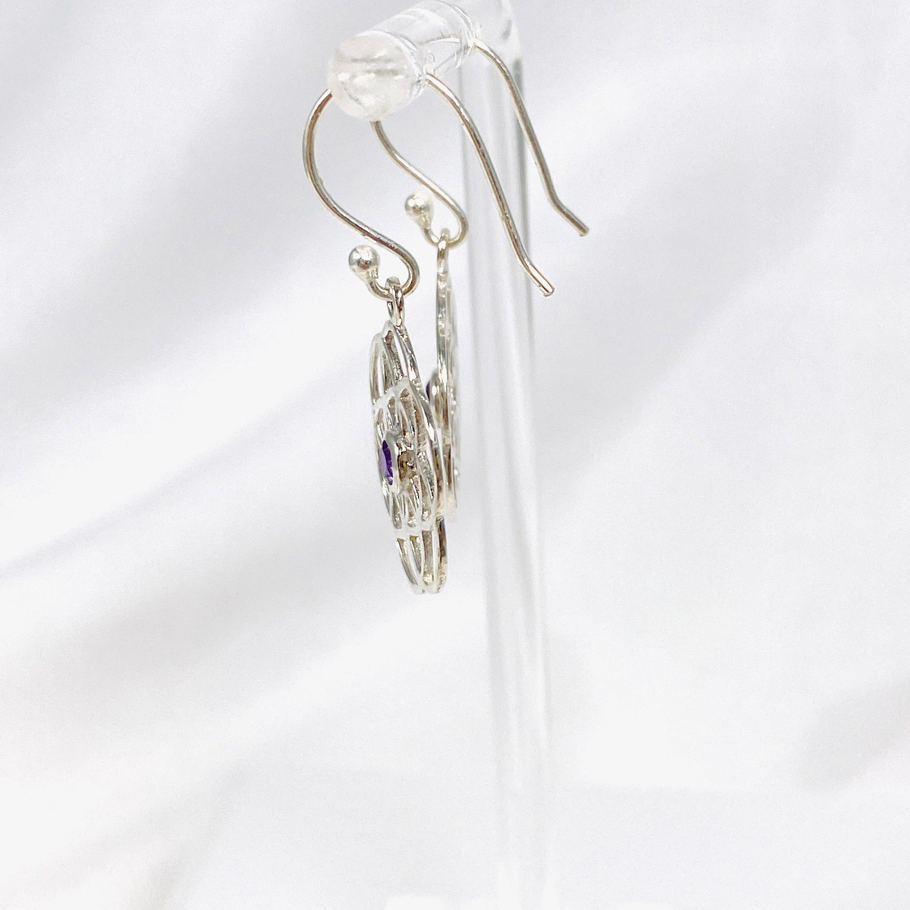 Seed of Life Earrings with Amethyst Gemstone - Spiritual Healing Jewelry for Women - Perfect for Meditation, Yoga & Energy Balancing