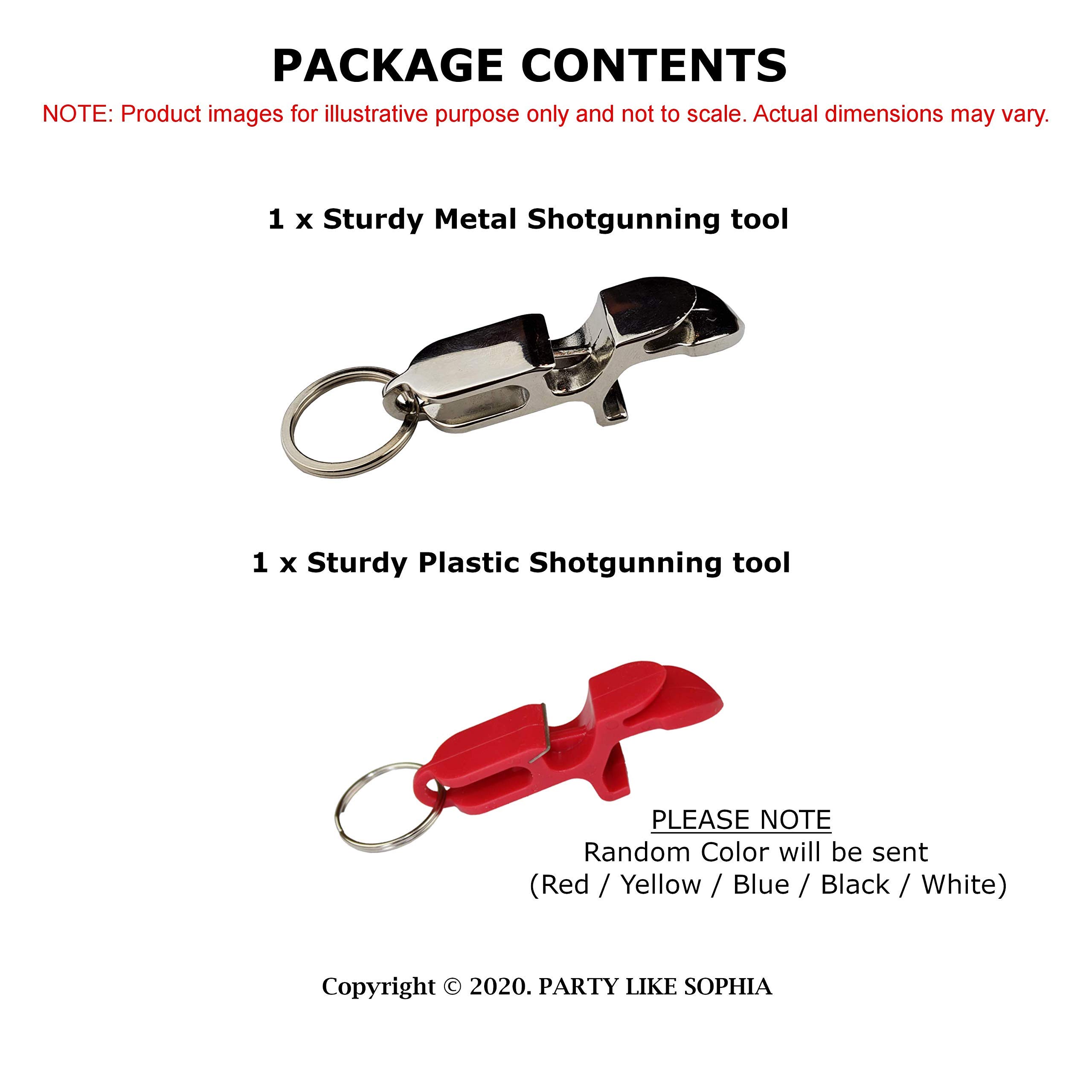 Premium Metal Beer Shotgun Tool with Bottle Opener & Keychain - Durable Drinking Accessory for Beer Bong & Shotgunning - Includes Heavy-Duty Plastic Shotgun Tool - Perfect for Parties, Tailgates, Camping & Gifts