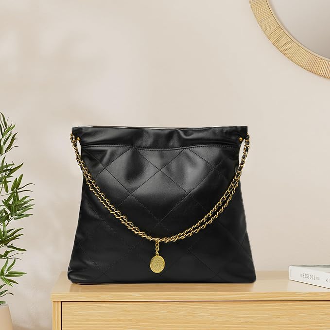 DORIS&JACKY Women's Luxury Quilted Tote Bag Set - Soft Lambskin Shoulder Purse & Large Leather Work Handbag with Small Clutch | Perfect for Office, Travel & Everyday Use