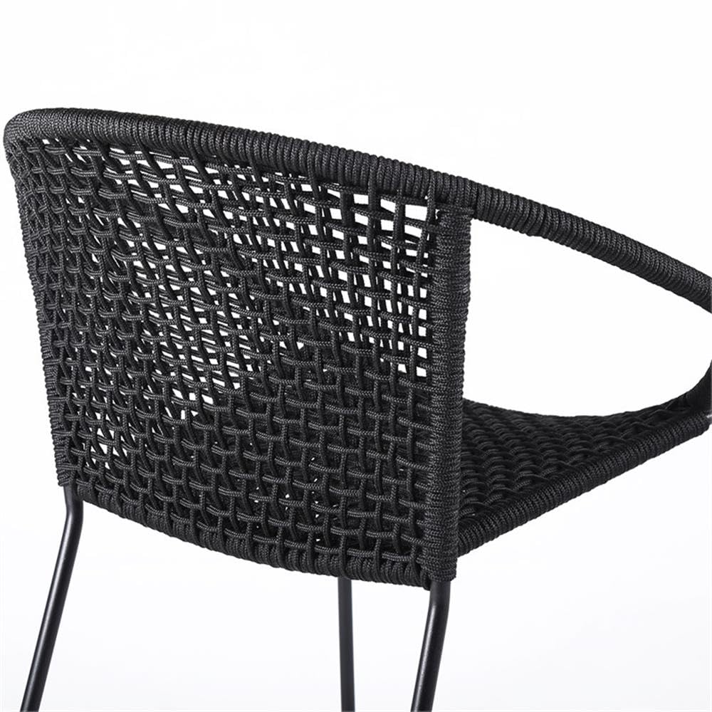Armen Living Modern Stackable Steel Dining Chair with Black Rope - Indoor Outdoor Patio Furniture Set of 2 - Perfect for Dining Rooms, Kitchenettes, and Backyard Entertaining