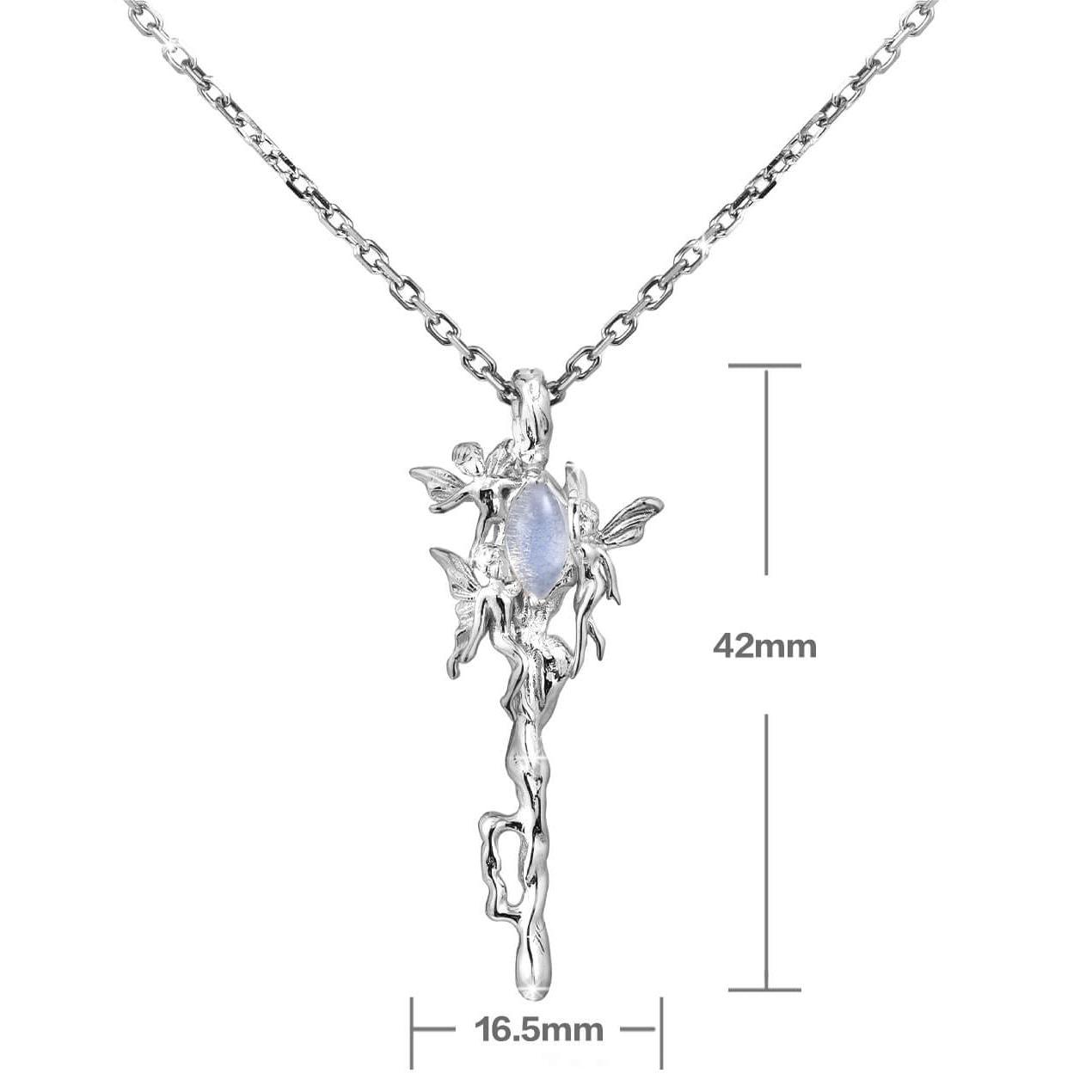 Blue Sky S925 Sterling Silver Opal Genie Key Pendant Necklace - Dainty Choker for Women - Perfect for Everyday Wear, Gift Giving & Boho Fashion