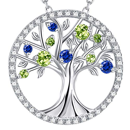L. September Birthstone Blue Sapphire Peridot Necklace