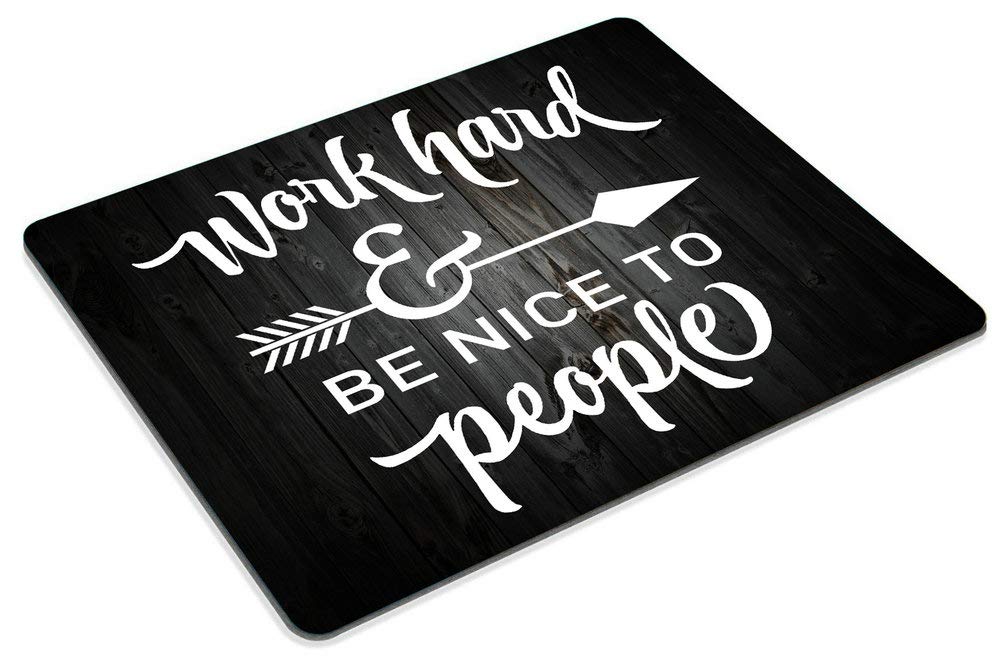 Custom Smooffly Gaming Mouse Pad - Motivational Work Hard & Be Nice Quote - Non-Slip Desk Mat for Office & Home Workspace - Perfect for Gamers, Professionals & Students