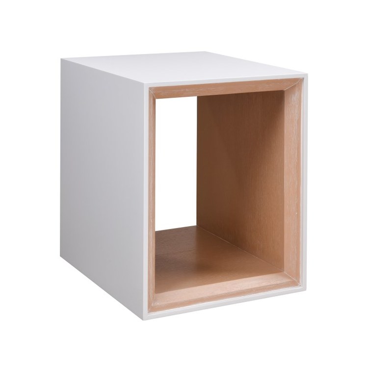 Evans 20 x 25 Inch Accent Table in White & Light Oak - Perfect for Living Room, Bedroom, or Entryway Decor