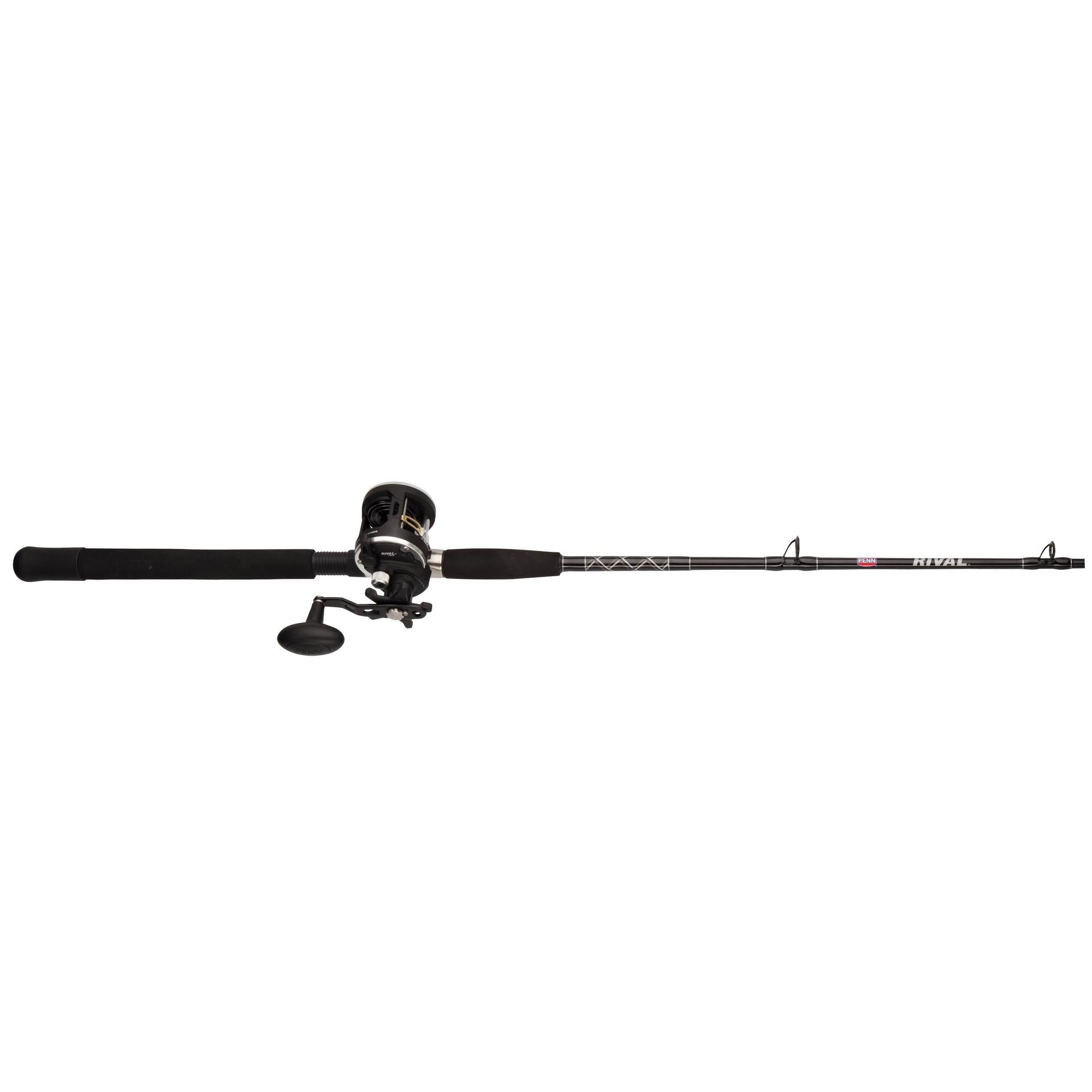 Rival™ Level Wind Conventional Fishing Rod and Reel Combo - Saltwater & Freshwater Fishing Gear for Bass, Trout, and Catfish