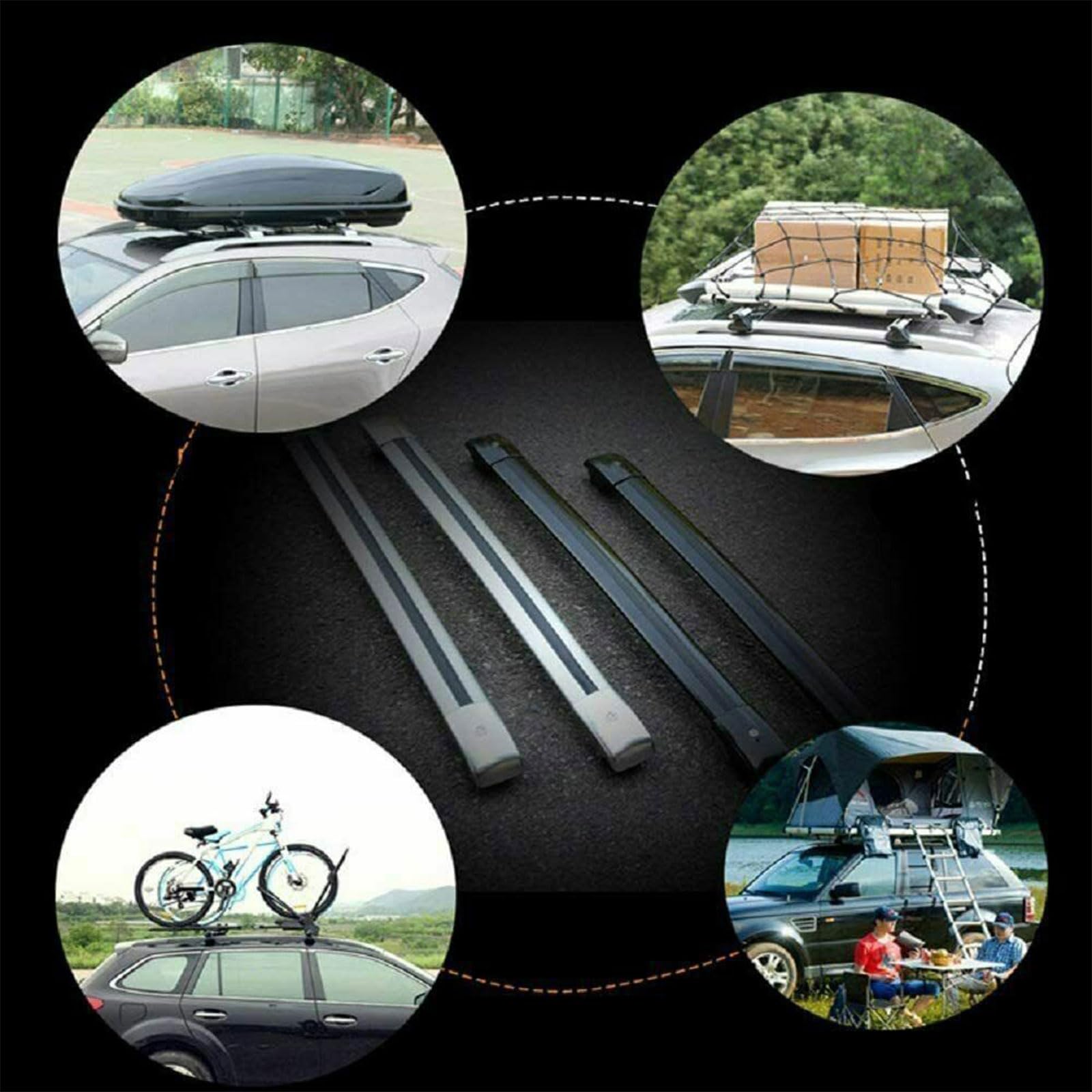 VERBANA Aluminum Roof Rack Cross Bars with Lock - Compatible with 2024 Hyundai Santa Fe | Lockable Luggage Rack for Rooftop Cargo Carrier, Kayak, Canoe, Bike & Snowboard (Black) | Perfect for Road Trips, Camping & Outdoor Adventures