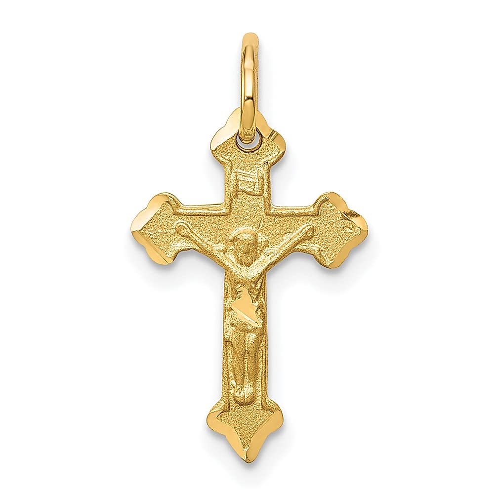 10K Yellow Gold Jesus Christ Crucifix Pendant Necklace - Religious Cross Charm Jewelry for Women, Gift for Her - Perfect for Church, Baptism, Weddings & Everyday Faith Wear