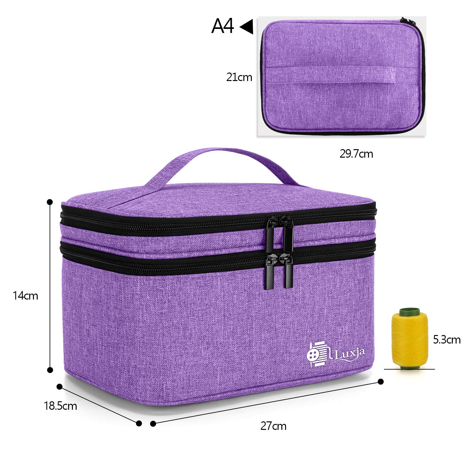 Luxja Double-Layer Sewing Accessories Organizer - Large Purple Storage Case for Needles, Thread, Scissors, Measuring Tape & Sewing Tools | Perfect for Home Sewing, Quilting & Craft Projects