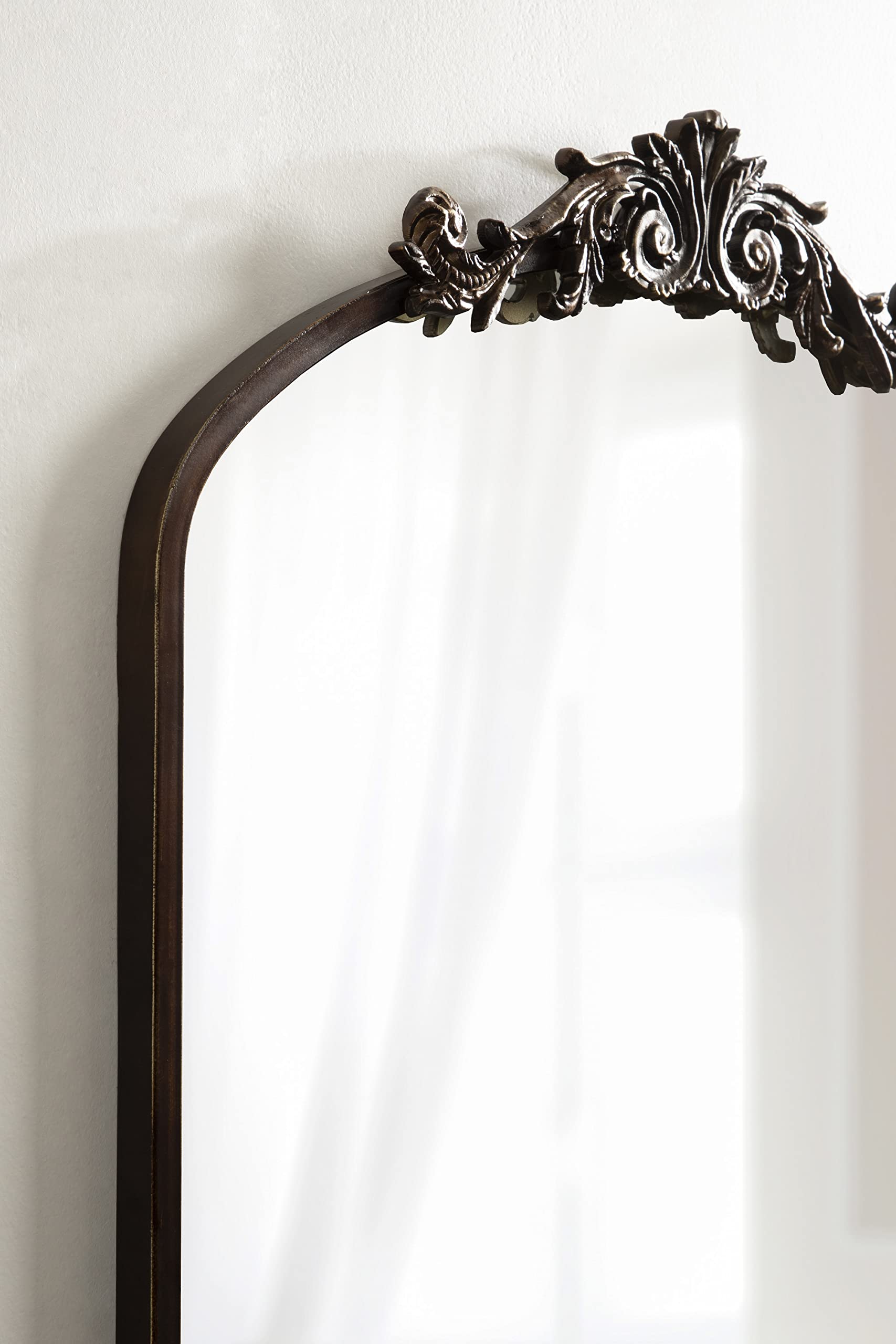 Kate and Laurel Arendahl 24x36 Bronze Ornate Traditional Arched Mirror - Baroque Style Decorative Wall Mirror with Ornamental Crown for Living Room, Bedroom & Entryway Decor