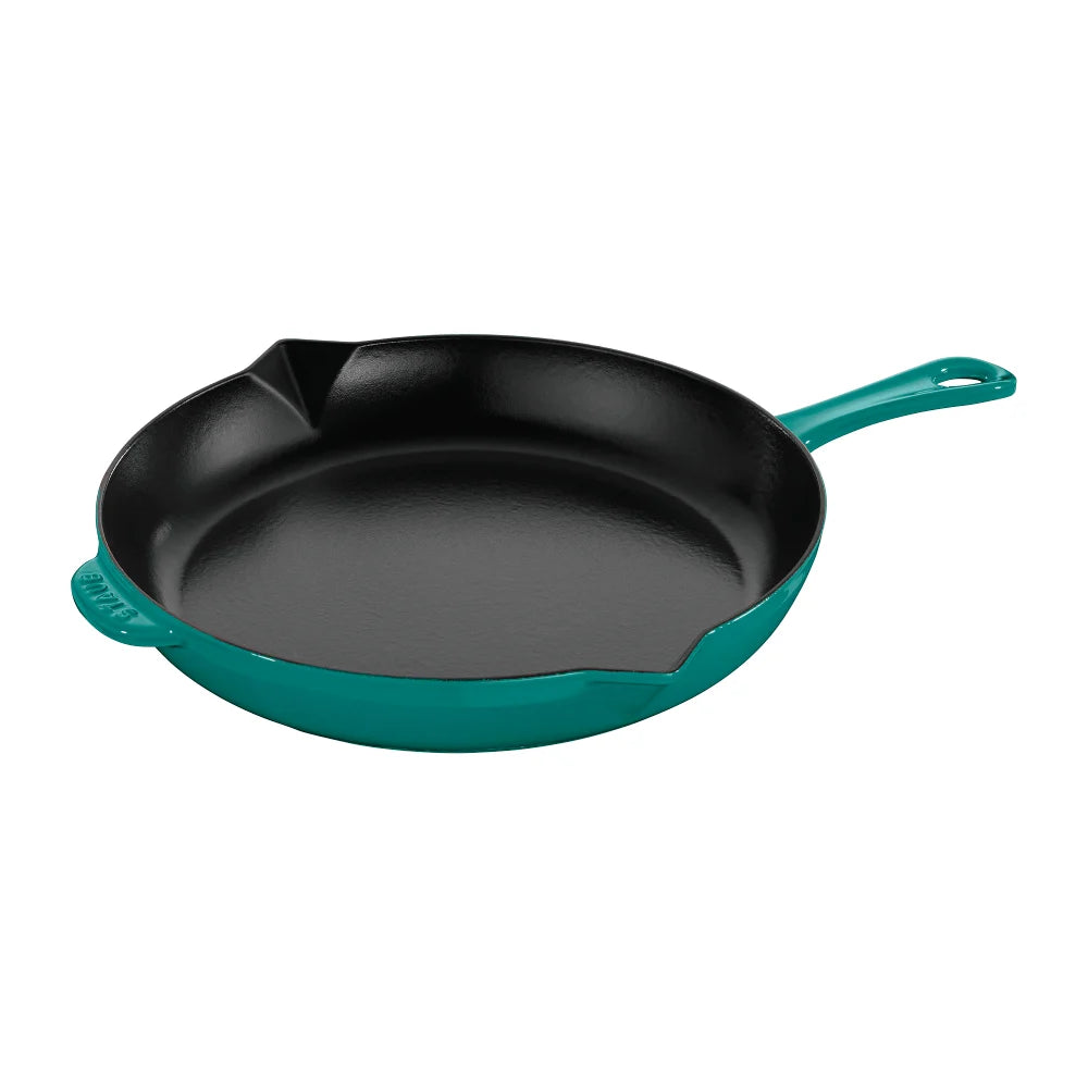 Staub 10 Inch Cast Iron Skillet - Premium French Oven Safe Cookware for Searing, Frying & Baking - Perfect for Stovetop, Oven & Outdoor Cooking