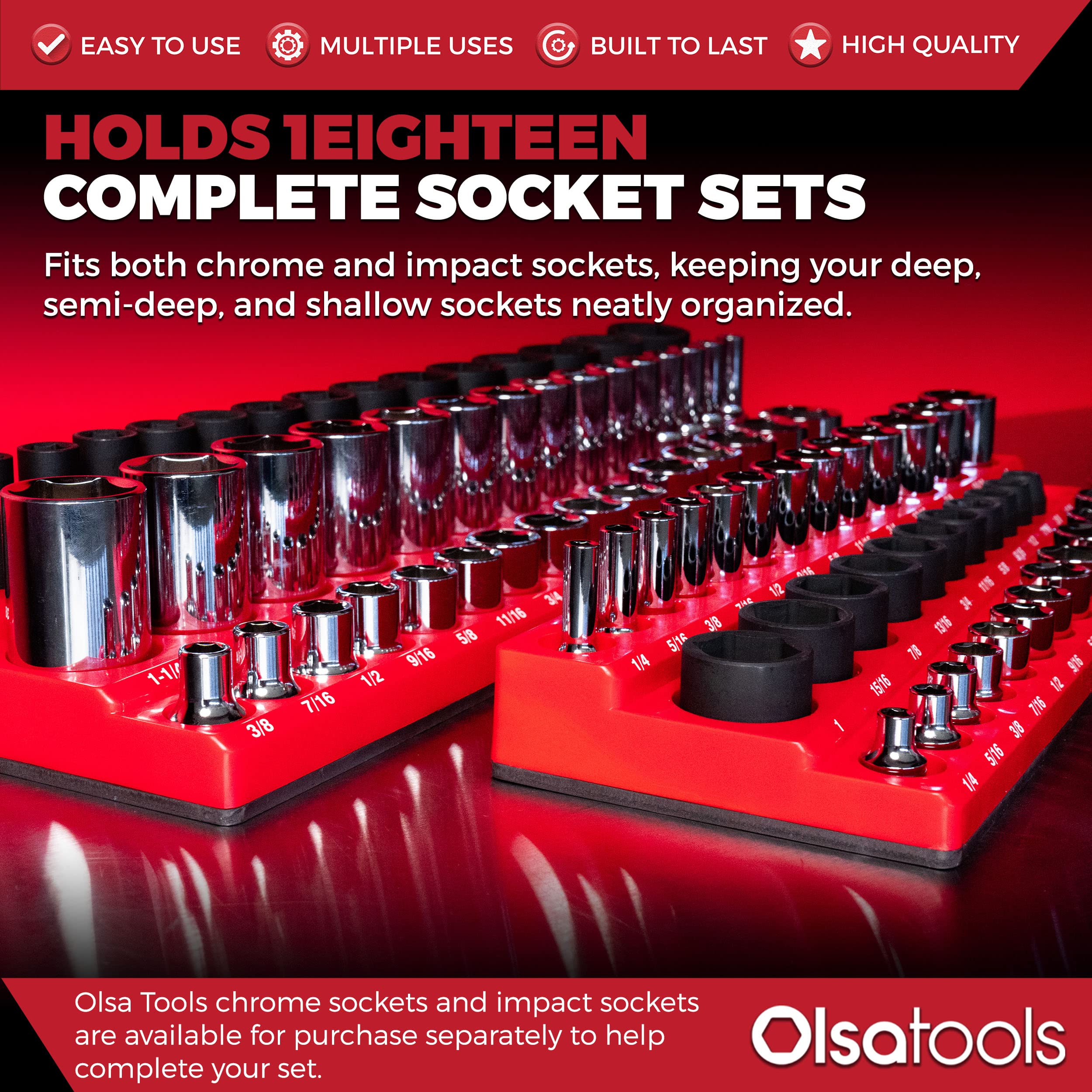 Olsa Tools Magnetic Socket Organizer Set - 6pc 1/2