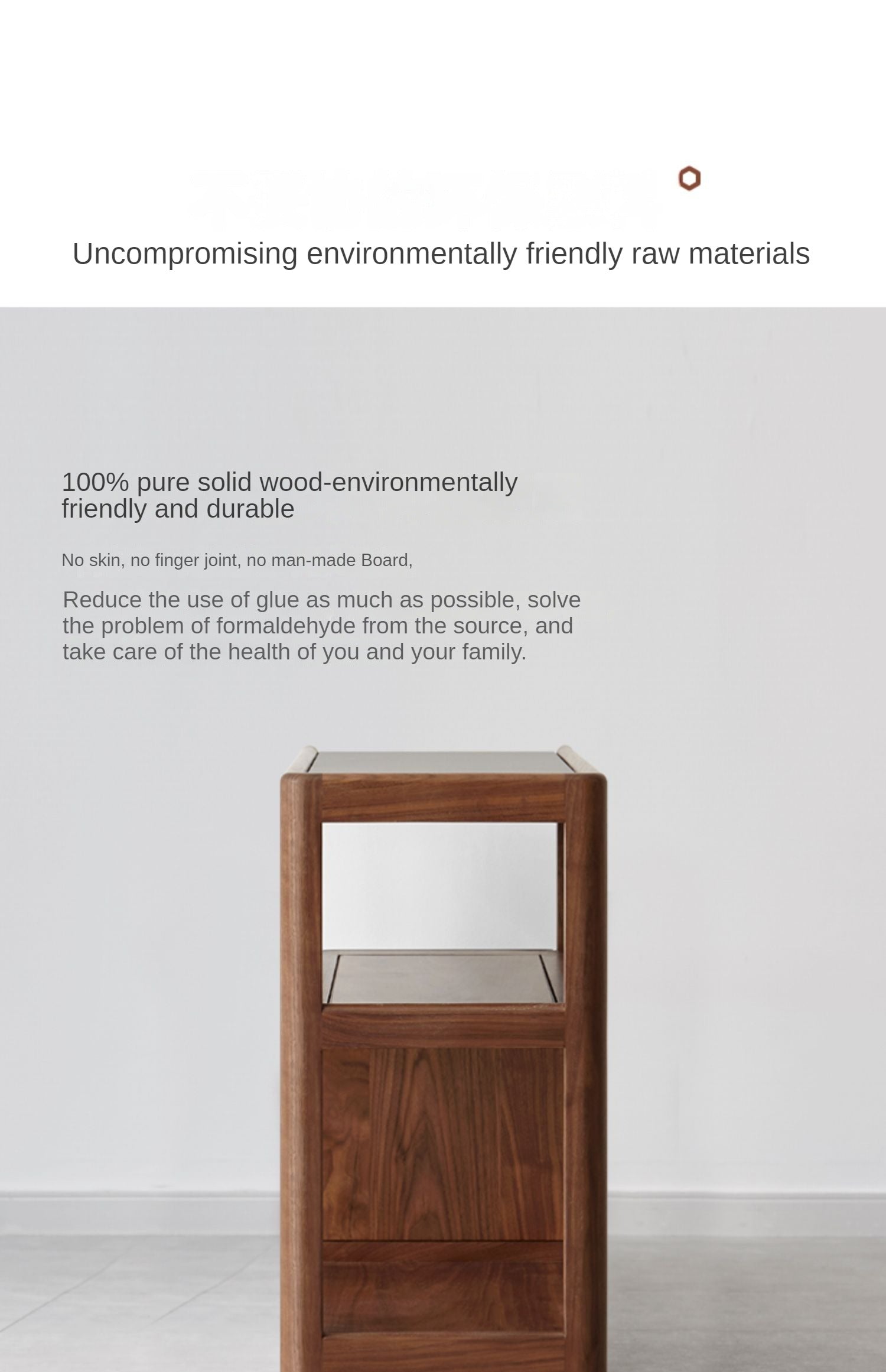 Solid Black Walnut Wood Side Table with Natural Slate Top - Perfect for Living Room, Bedroom, or Office Decor