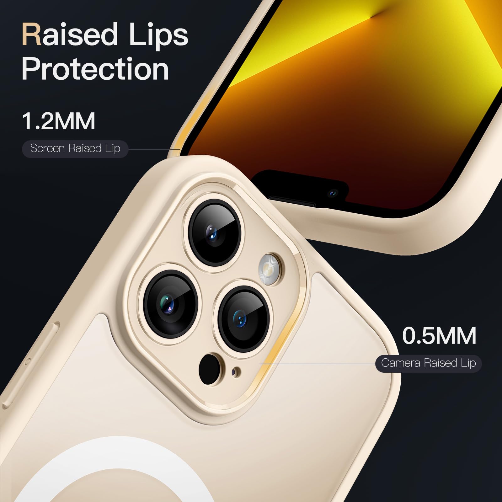 JETech Magnetic Case for iPhone 13 Pro Max 6.7-Inch | MagSafe Compatible | Translucent Matte Back | Full Protection Slim Shockproof Cover (Light Gold) | Perfect for Everyday Use, Travel & Outdoor Activities