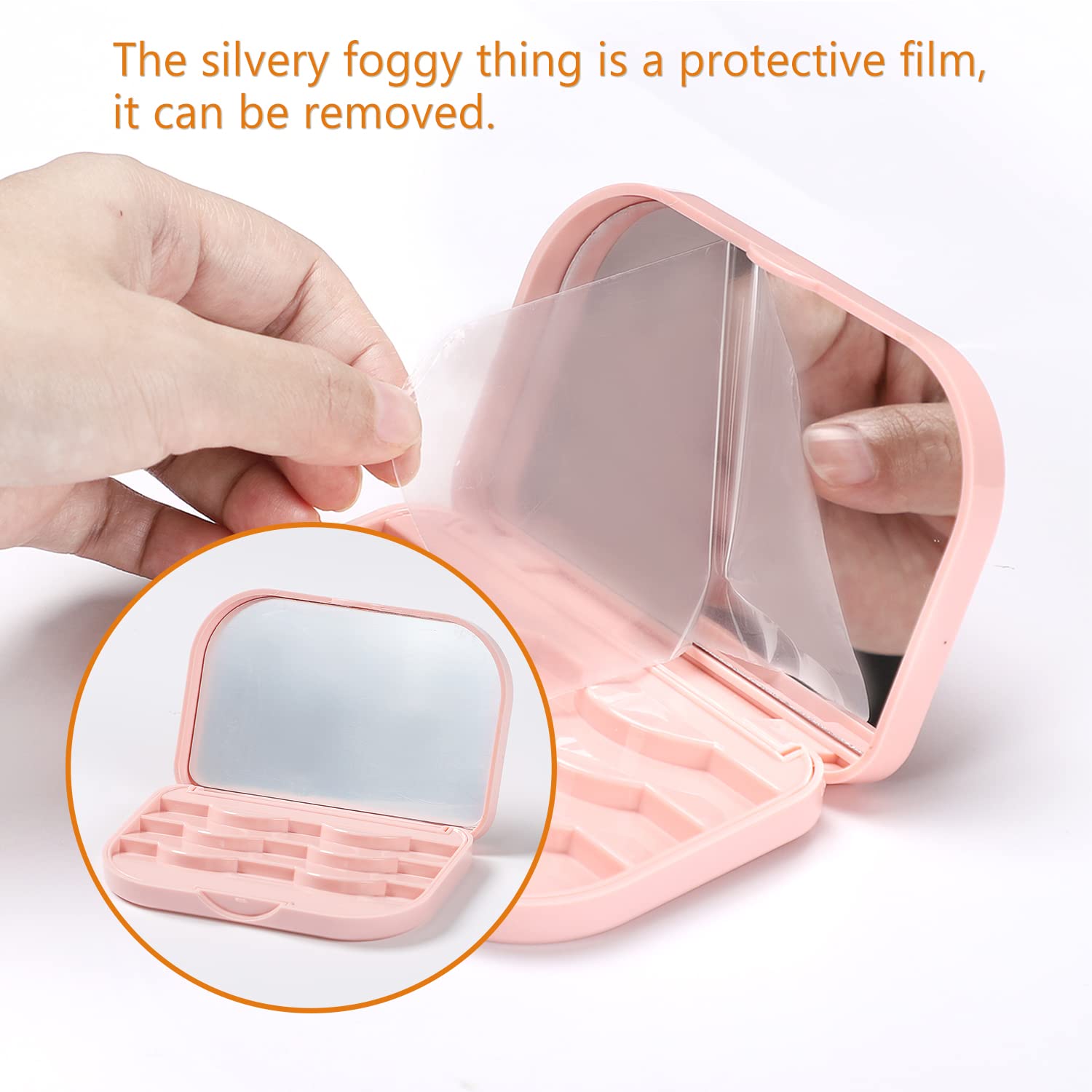 TEOYALL 3-Layer Empty Eyelash Storage Box with Mirror - Travel-Friendly False Eyelash Organizer Case Holds 3 Pairs (Pink) | Perfect for Makeup Artists, Travel & Daily Eyelash Extension Storage