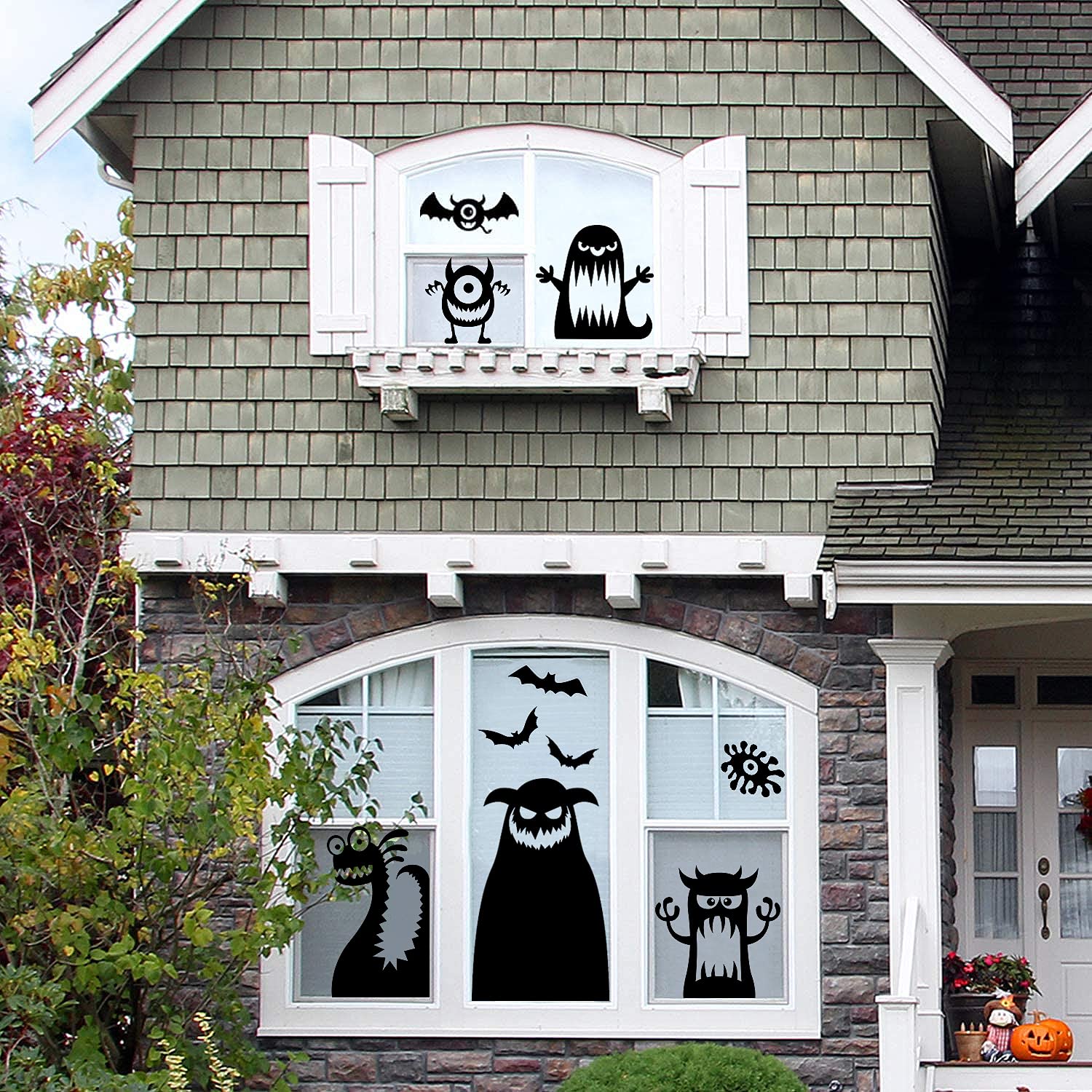 STEFORD 11-Piece Halloween Window Clings - Giant Monster Window Decals & Stickers for Halloween Party Decorations | Spooky Home, Office & Classroom Decor