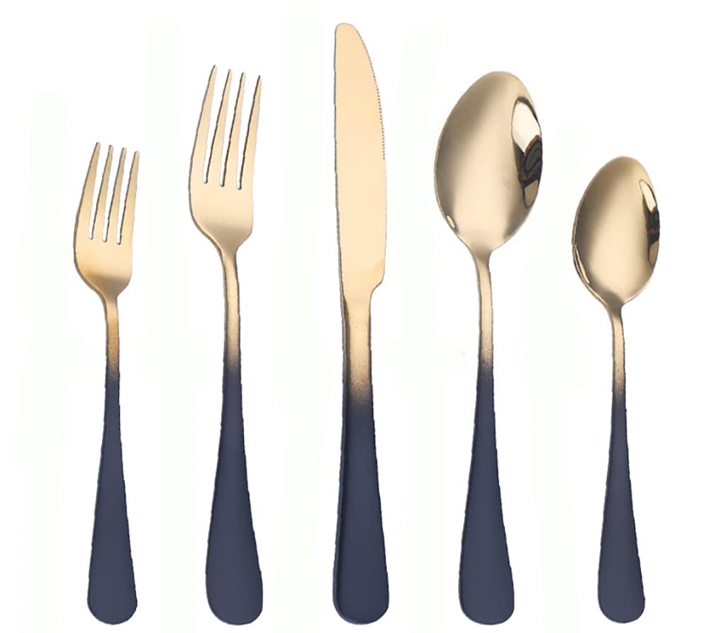 Black Stainless Steel Flatware Set for 4 - 20-Piece Modern Gradient Silverware Cutlery Set with Dinner Forks | Dishwasher Safe | Perfect for Family Dinners, Parties & Everyday Dining