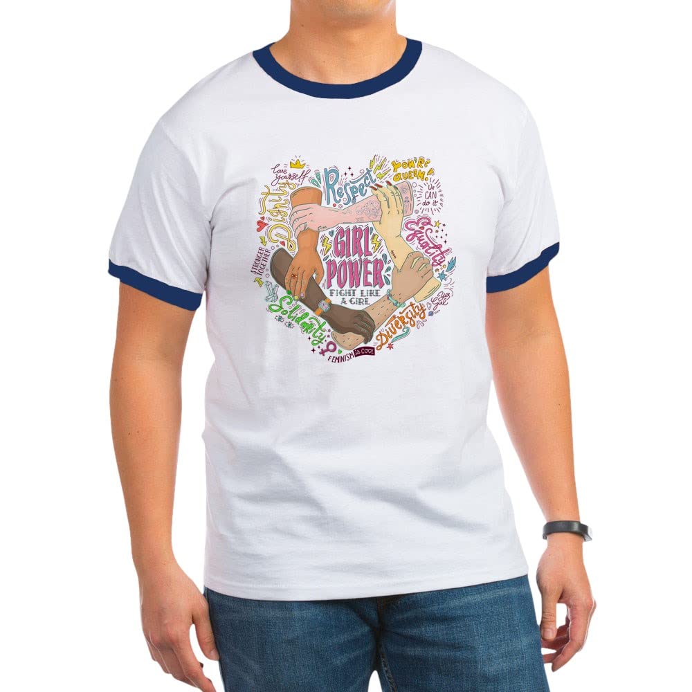 Girl Power Ringer T-Shirt for Women - Feminist Graphic Tee - Casual Streetwear & Protest Shirt - Perfect for Concerts, Rallies & Everyday Wear