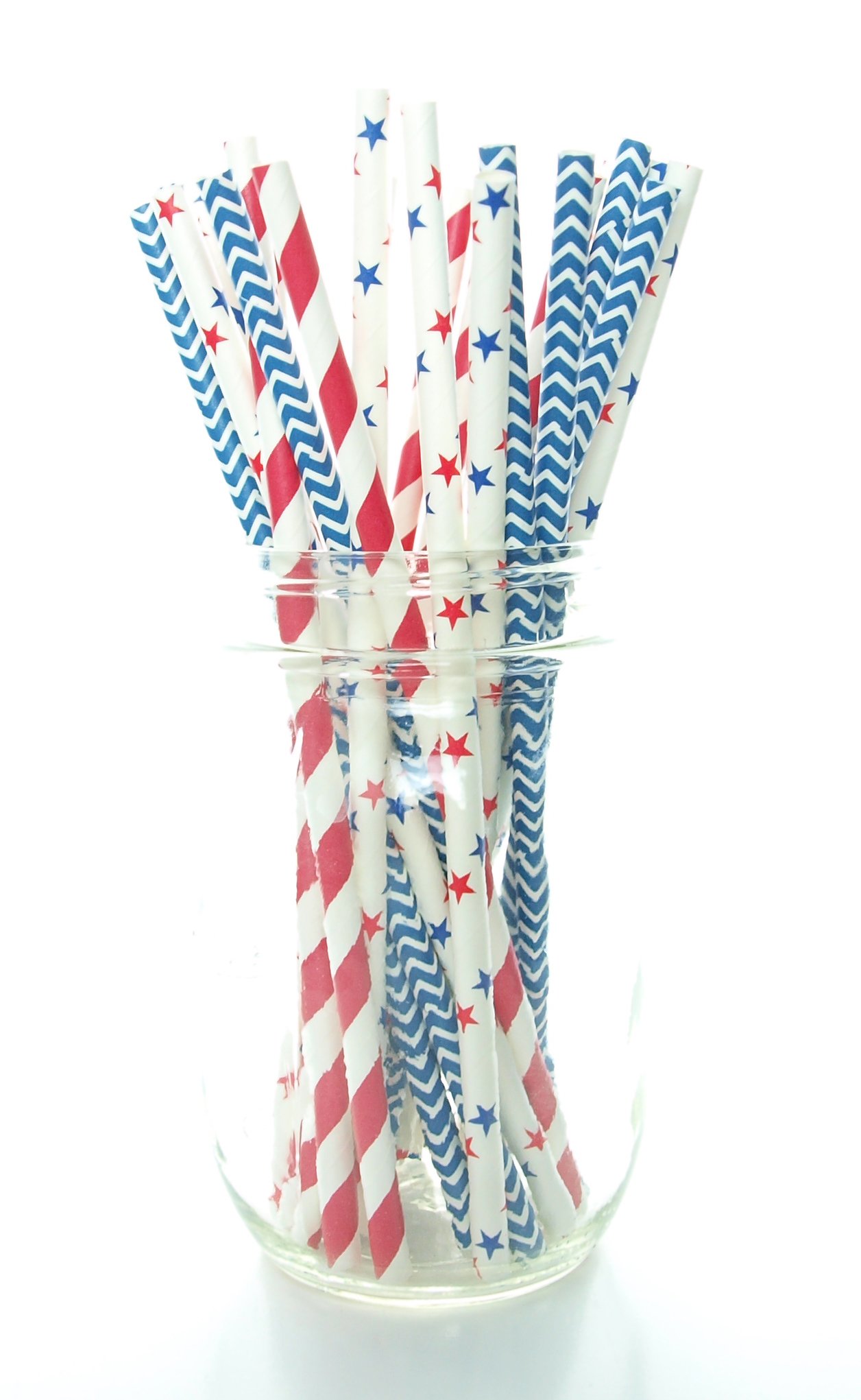 4th of July Party Straws - Patriotic Red White & Blue Paper Drinking Straws | Eco-Friendly Disposable Straws for Summer BBQs, Pool Parties & Independence Day Celebrations | 25 Pack
