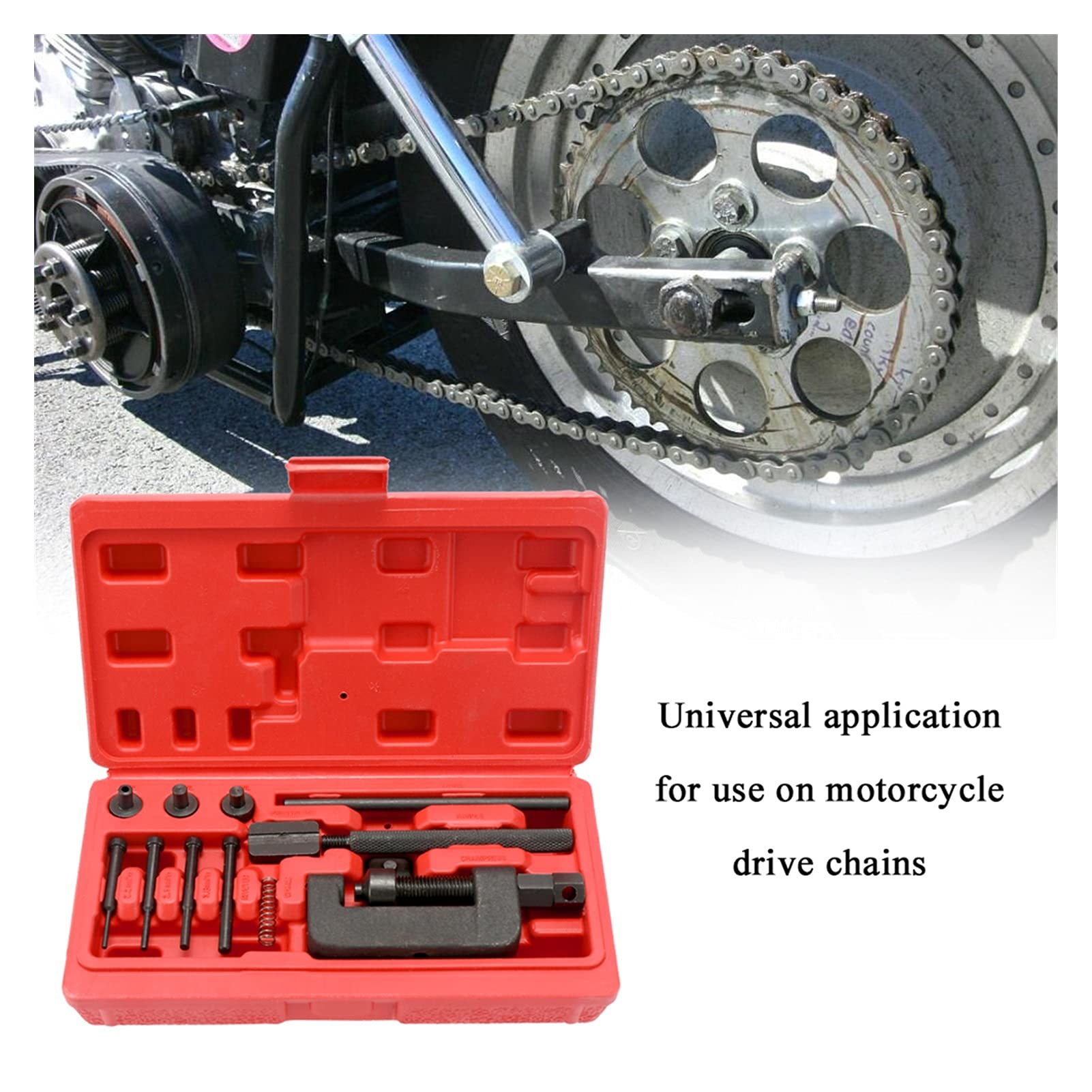 MGRAS Universal Motorcycle Chain Breaker & Riveter Tool Kit - Heavy Duty Bike Chain Splitter with Carry Case for Motorcycle, Dirt Bike, ATV & Bicycle Maintenance & Repair