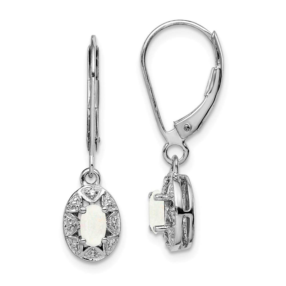 Sterling Silver Rhodium-Plated Diamond & Created Opal Earrings for Women | Elegant Dangle Drop Earrings for Wedding, Party & Everyday Wear