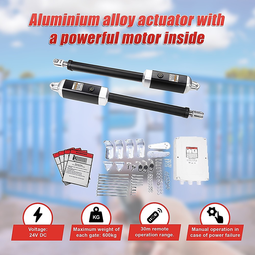 1200KG Heavy Duty Double Swing Automatic Gate Opener with Remote Control - Ideal for Driveway, Farm, and Commercial Property Security