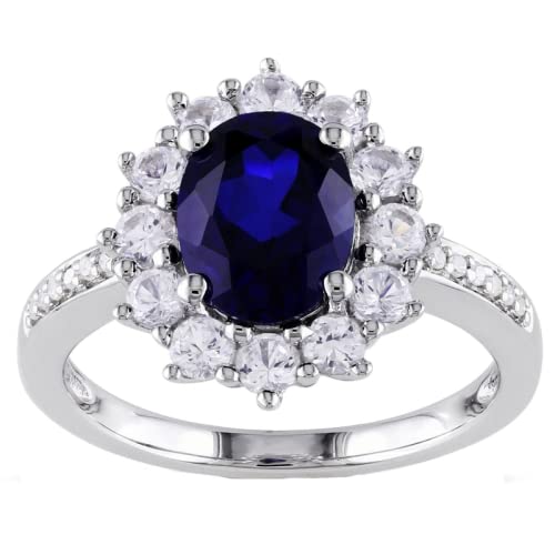 Natural Certified Blue Sapphire (Neelam) Astrological Ring - 92.5 Sterling Silver Diamond Ring for Men & Women - Perfect for Healing, Wealth & Spiritual Protection Jewelry