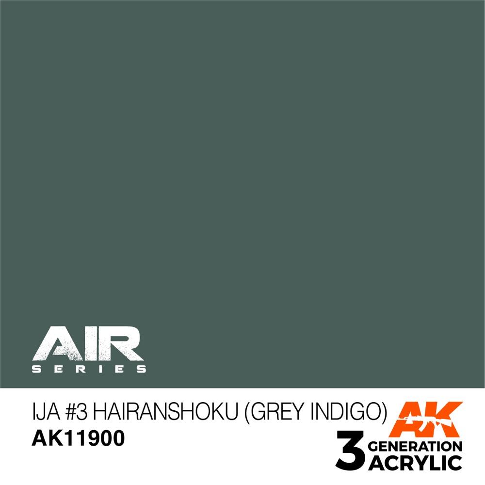 AK Interactive AK11900 Air Series IJA No.3 Hairanshoku Grey Indigo Acrylic Paint - 17ml Bottle, 3rd Generation Formula - Perfect for Scale Model Painting, Military Dioramas & Japanese Aircraft Models